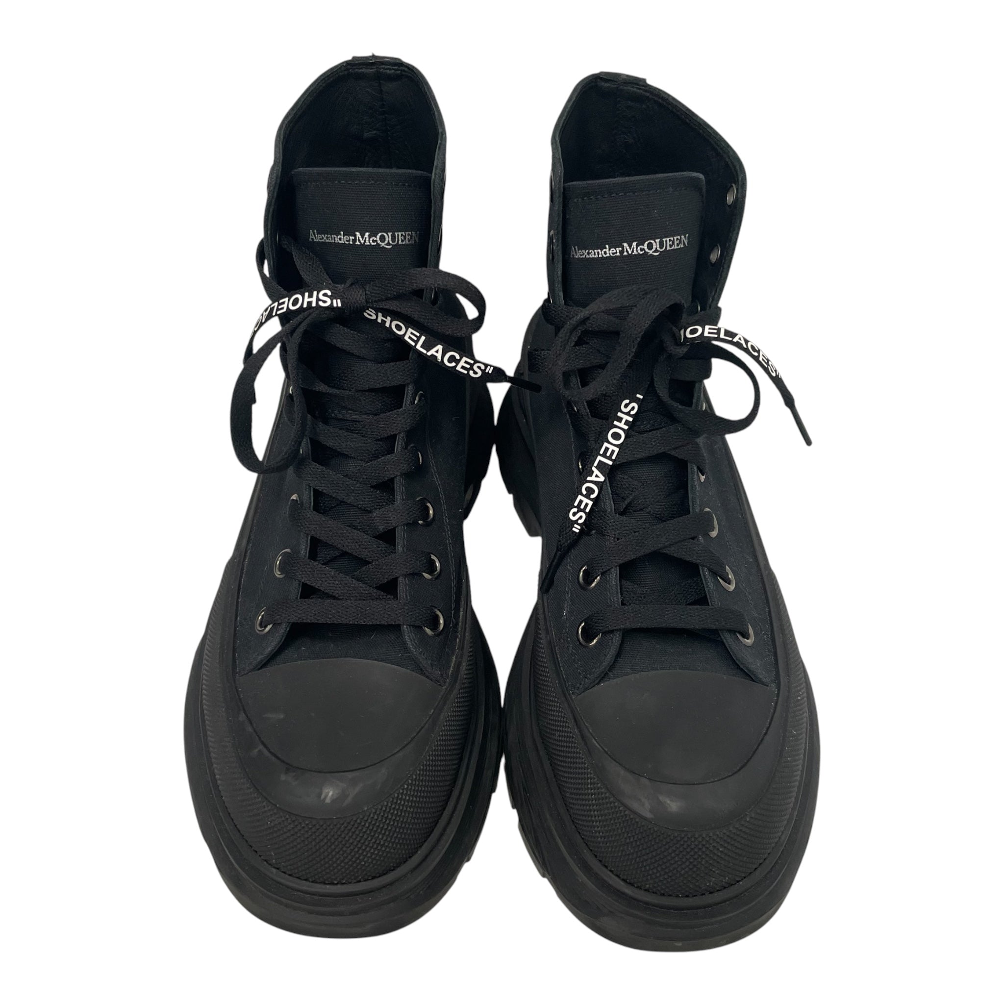 Alexander McQueen/Lace Up Boots/US 9/Cotton/BLK/RUBBERTOE view 4