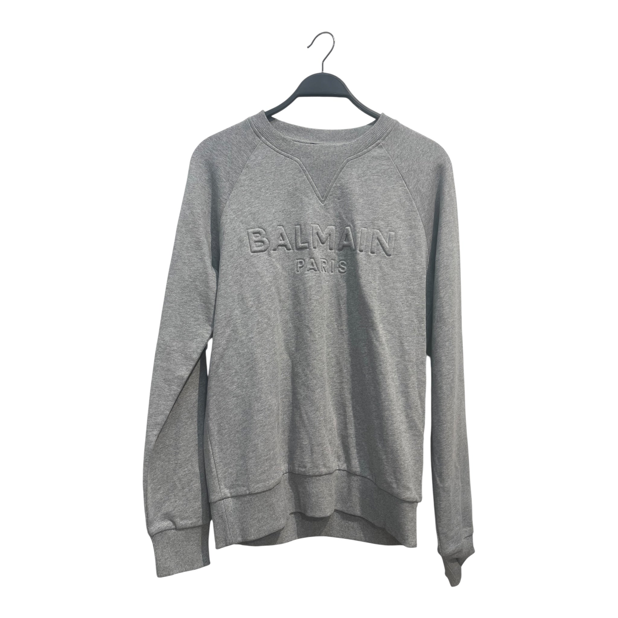 BALMAIN/Sweatshirt/M/Cotton/GRY/GRAY EMBOSSED LOGO SWEATSHIRT view 1