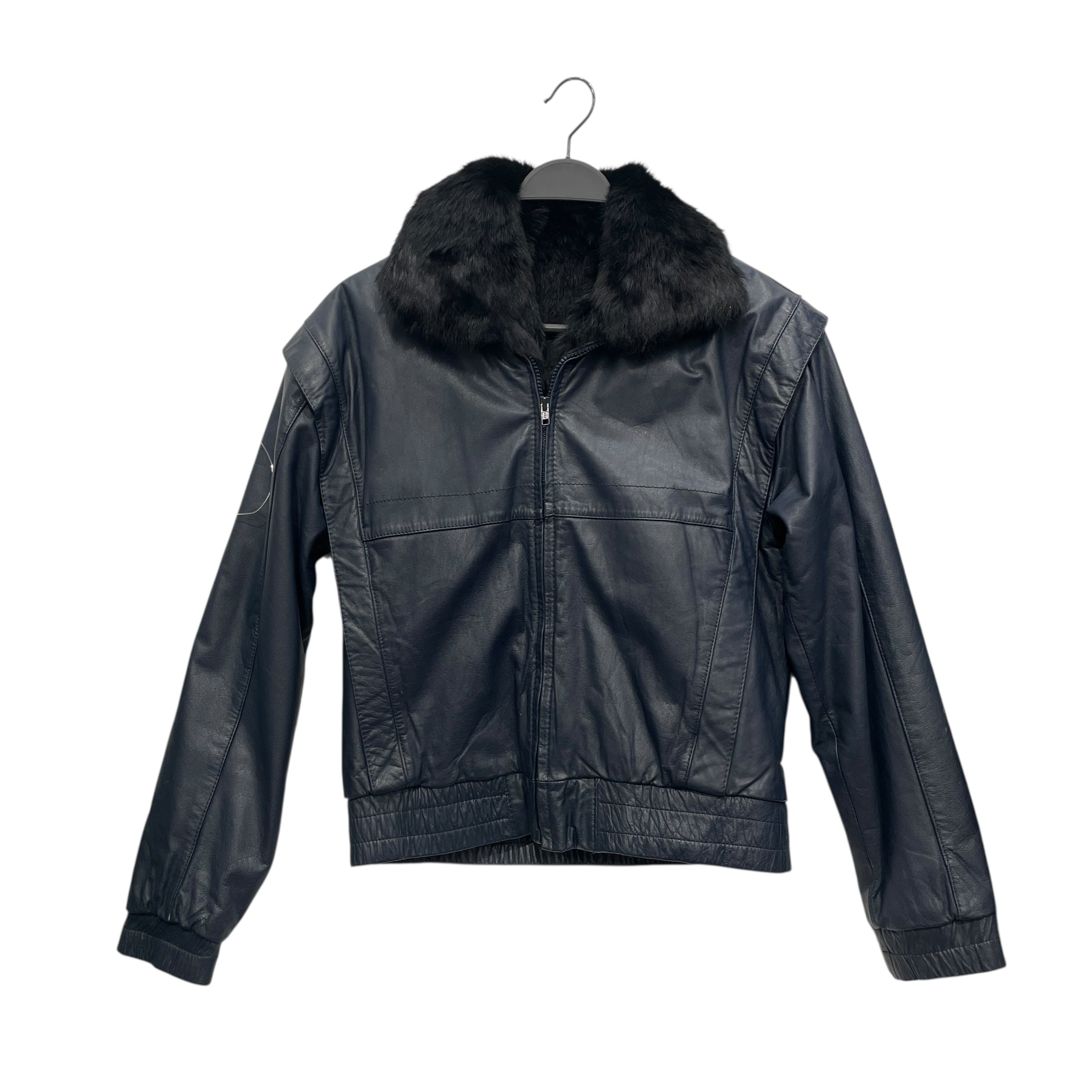 ADONIS/Leather Jkt/S/Leather/NVY/BLK FUR LINED LEATHER JKT view 1