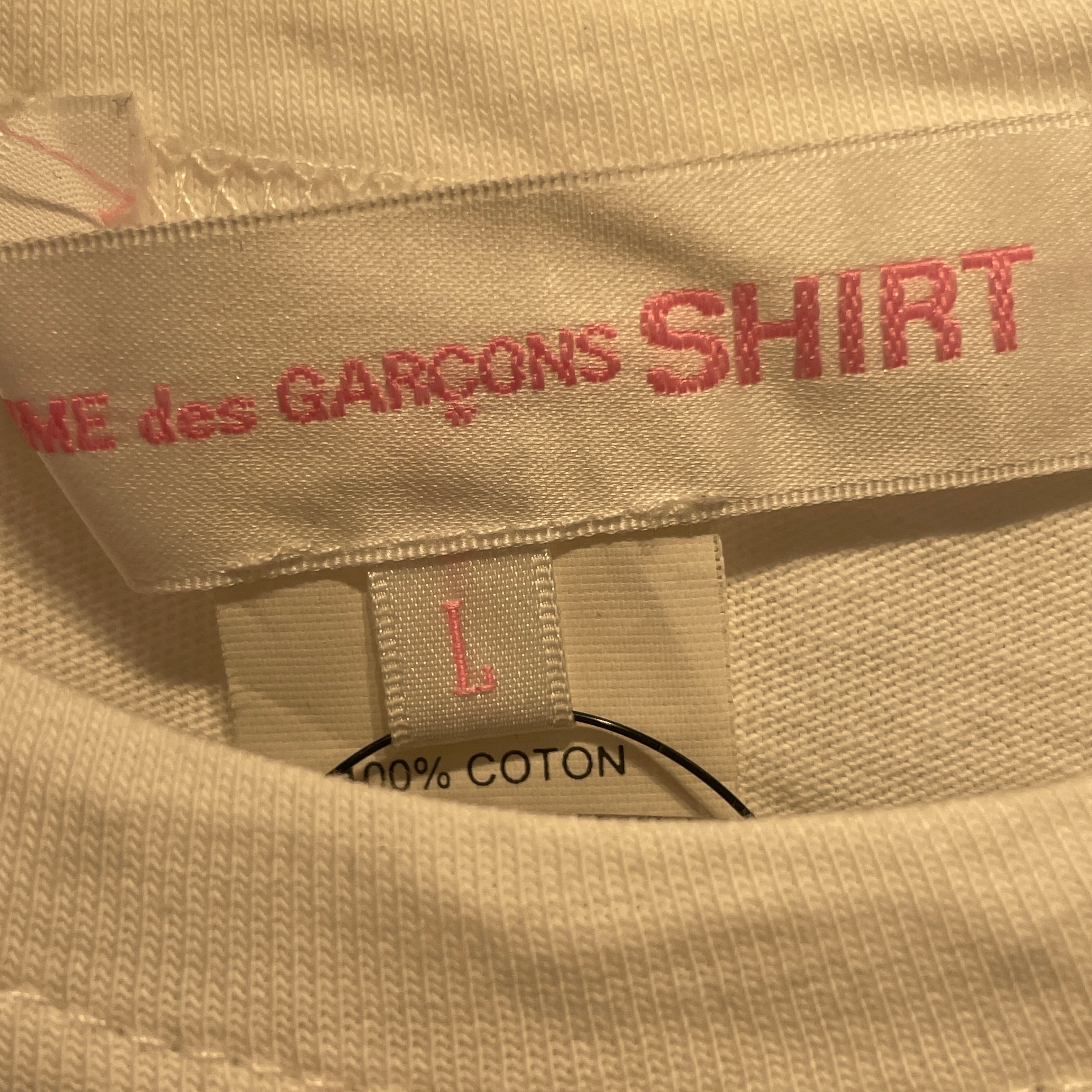 COMME des GARCONS HOMME/T-Shirt/L/Cotton/WHT/High Neck/patch work view 3