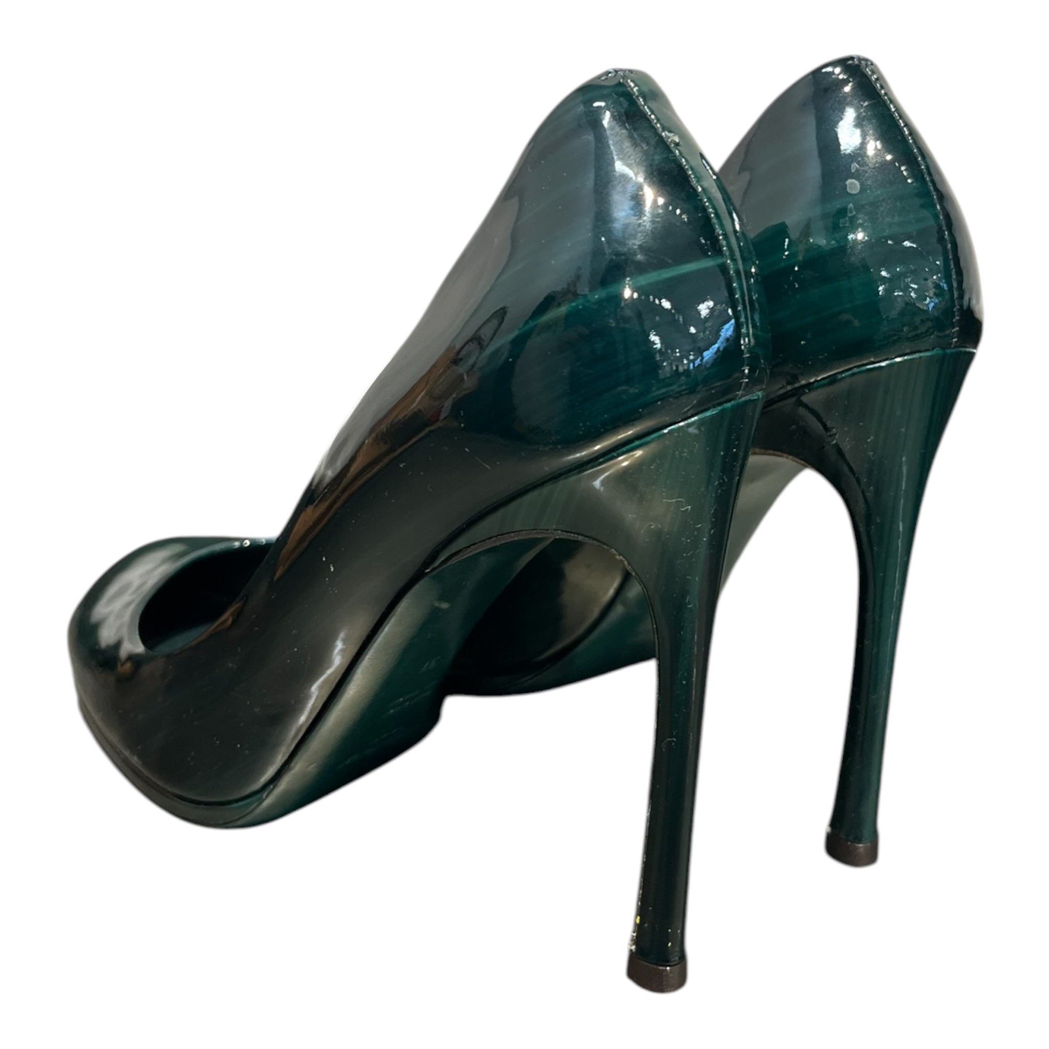 YVES SAINT LAURENT rive gauche/Heels/EU 37/Leather/GRN/WOOD GRAIN-ROUND TOE view 4