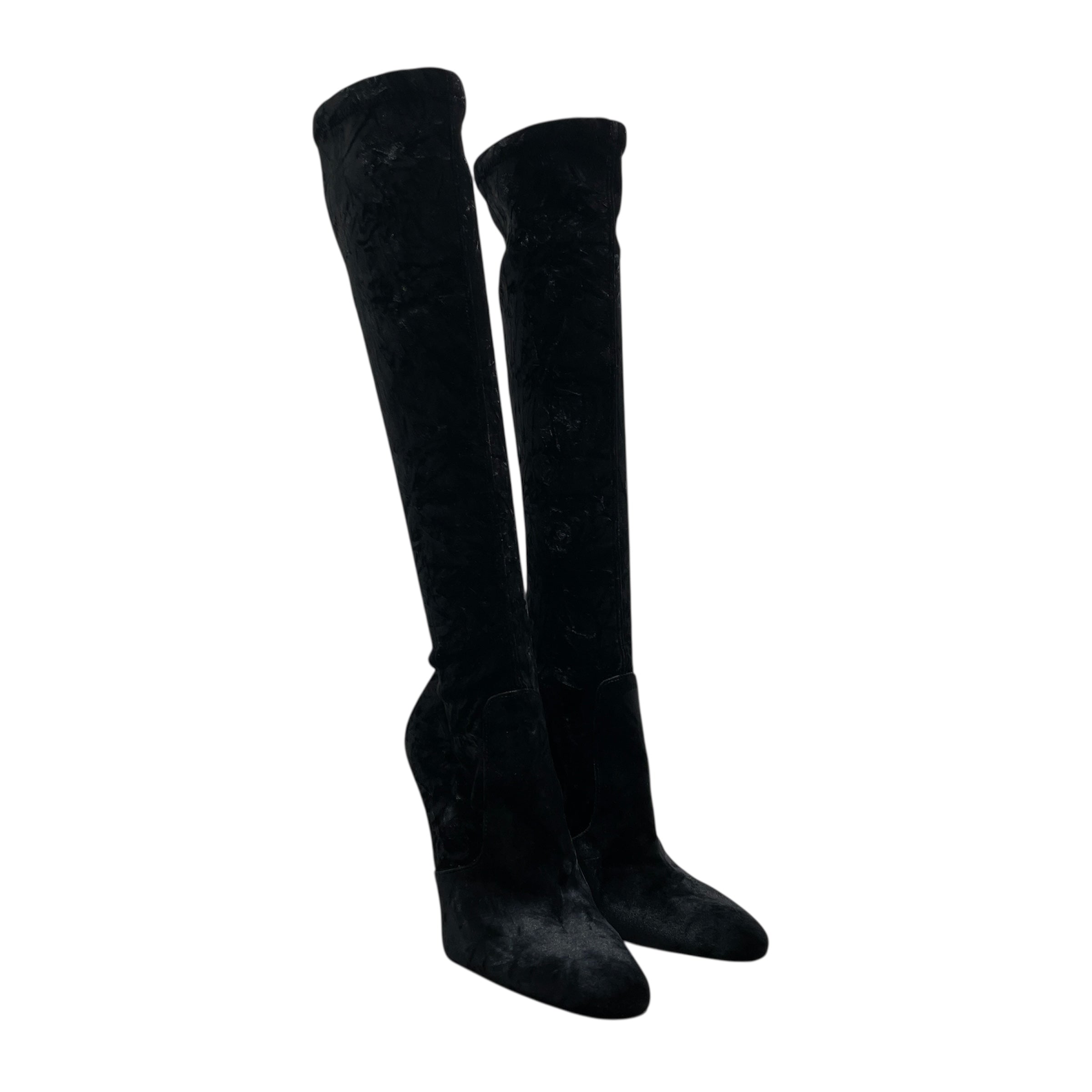 SAINT LAURENT/Long Boots/EU 38.5/Velour/BLK/ view 1
