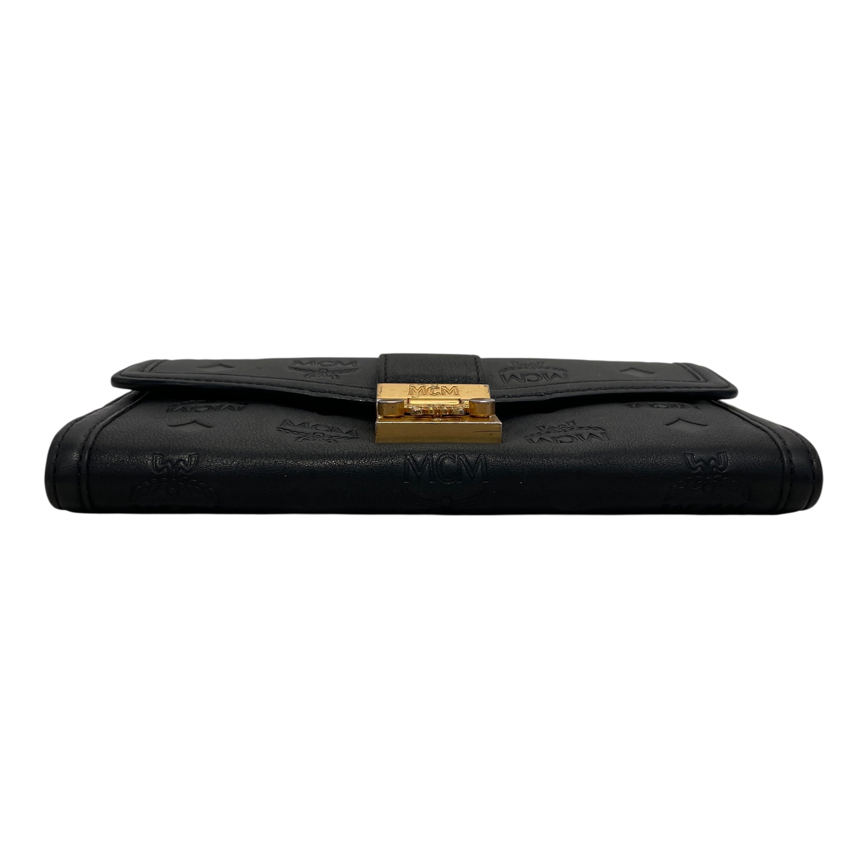 MCM/Trifold Wallet/Monogram/Leather/BLK/ view 3