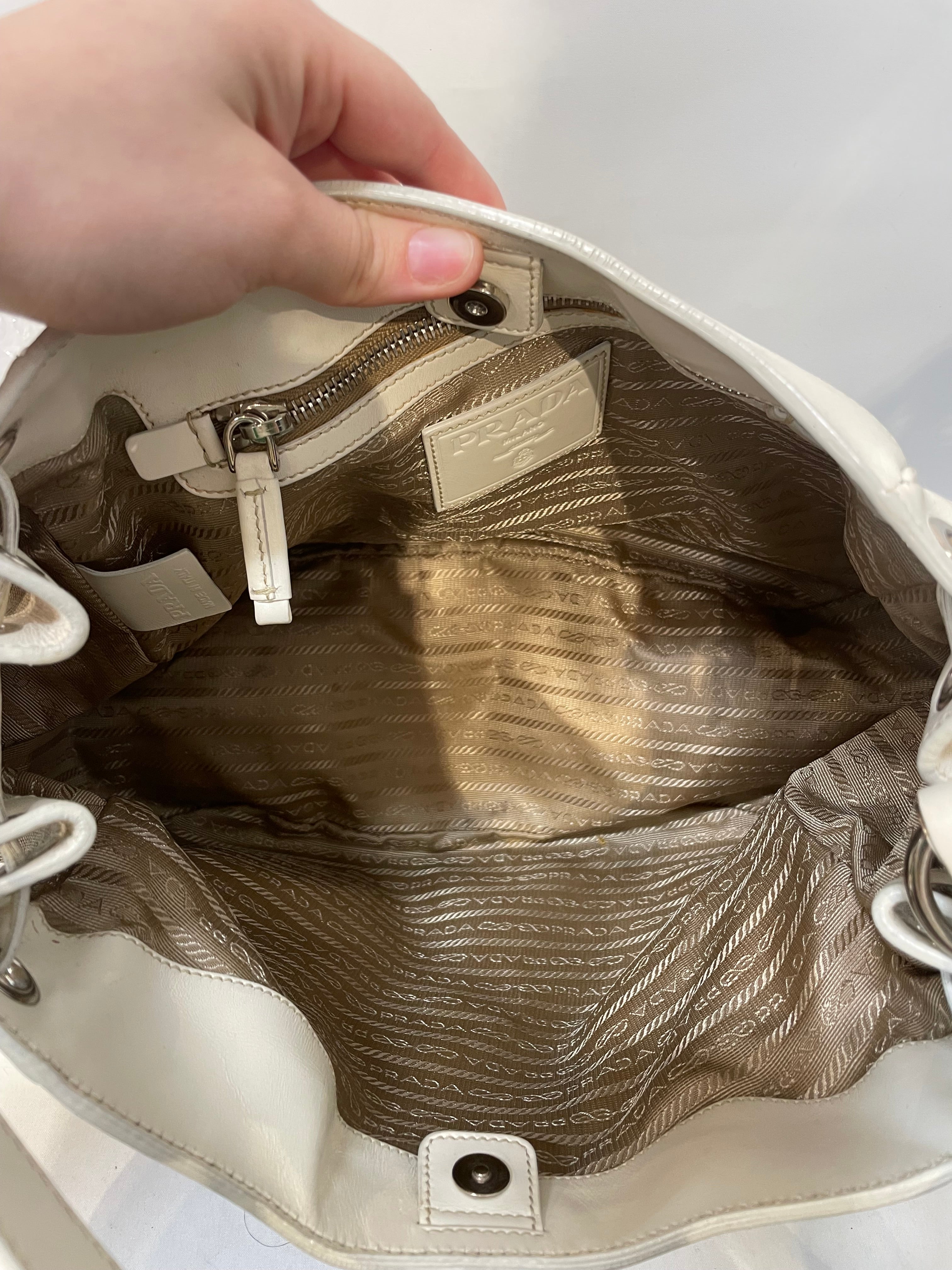 PRADA/Bag/Cotton/BEG/hobo canapa satchel white edge view 5
