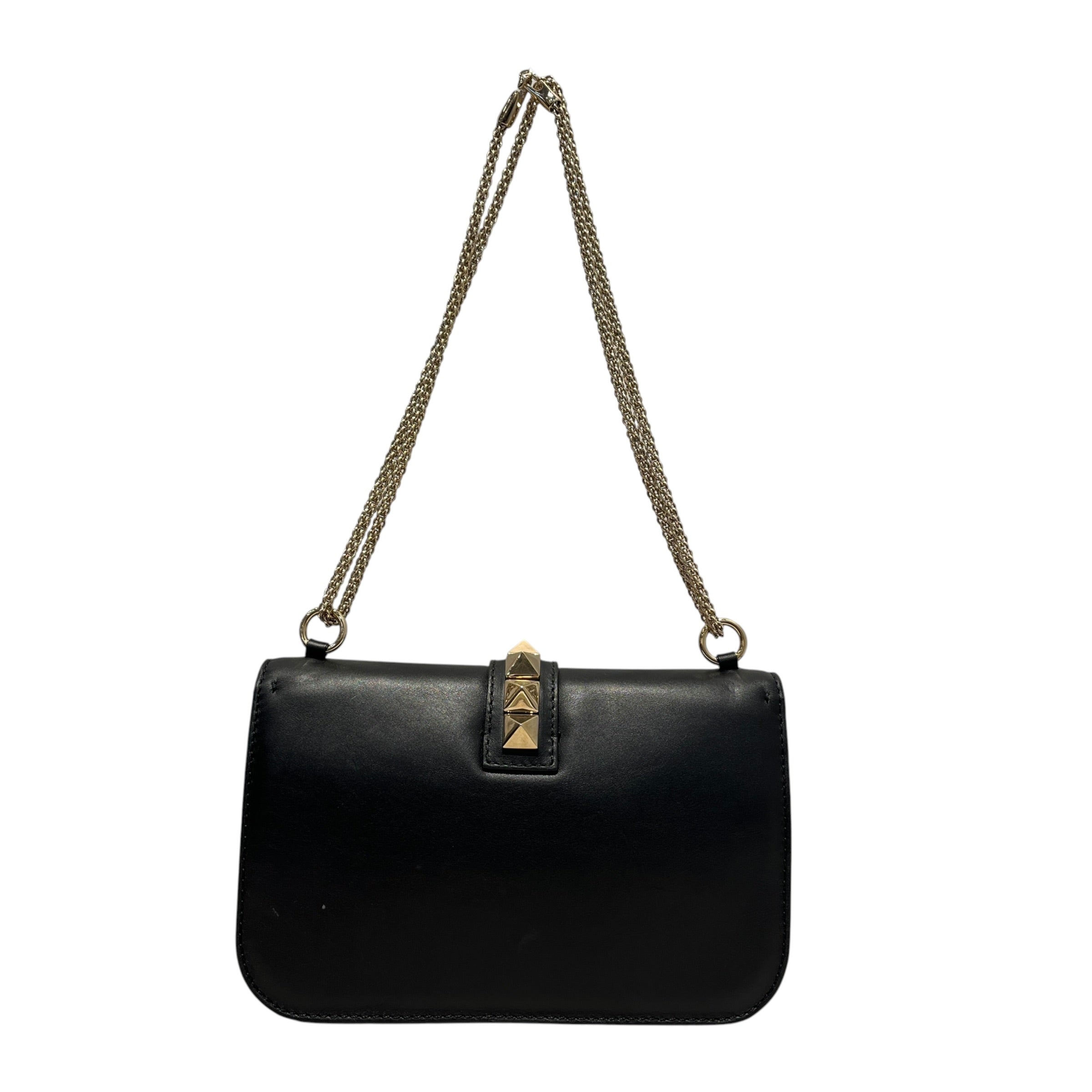 VALENTINO GARAVANI/Cross Body Bag/Leather/BLK/Glam Lock Rockstud Flap Bag view 2