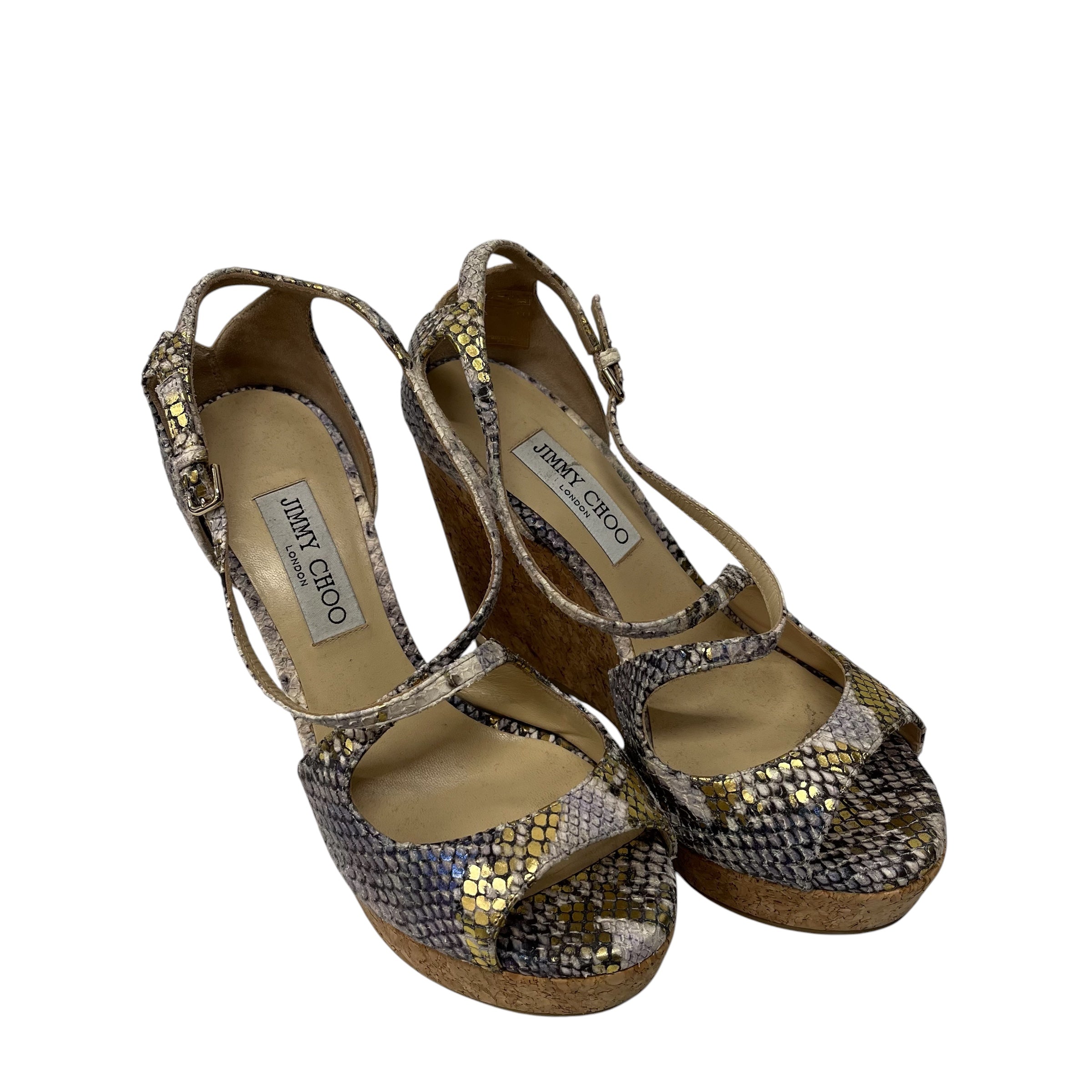 JIMMY CHOO/Sandals/US 8/Animal Pattern/GLD/ view 1