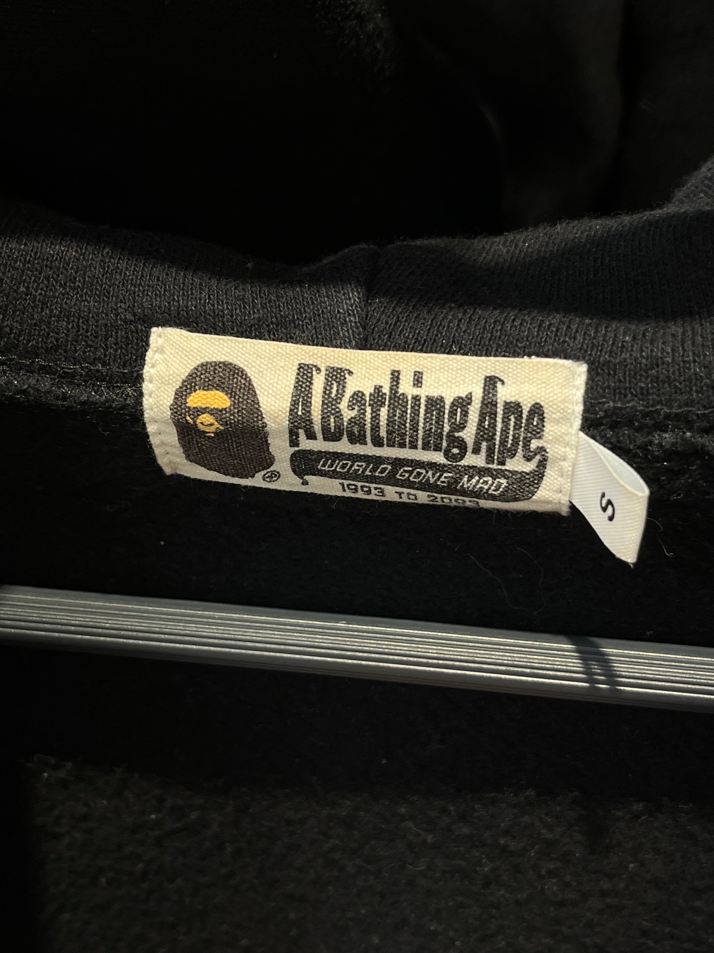 A BATHING APE/Zip Up Hoodie/S/Graphic/Cotton/BLK/001ZPE3 full zip camo shark view 3