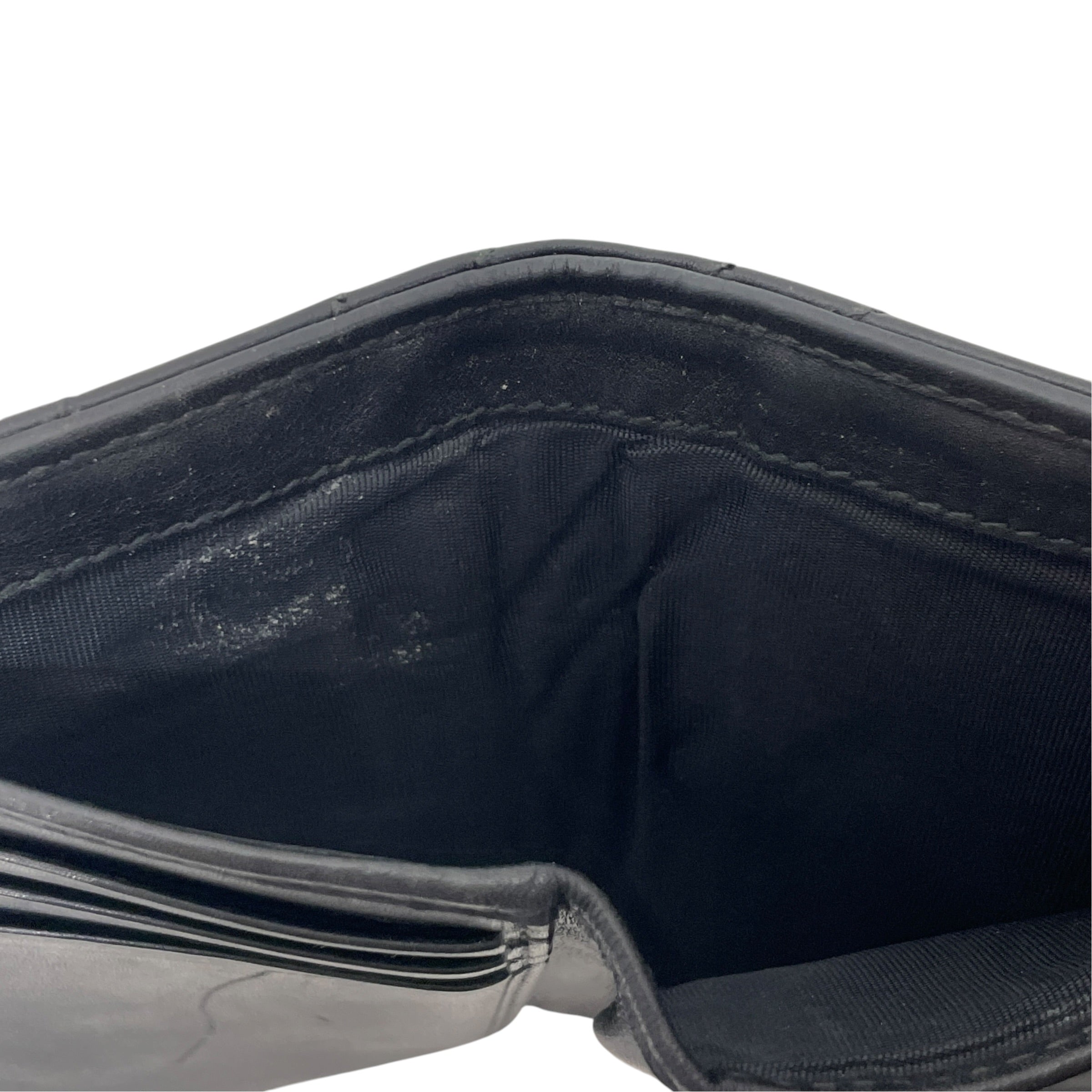 GUCCI/Trifold Wallet/Leather/BLK/M's/matelasse view 4