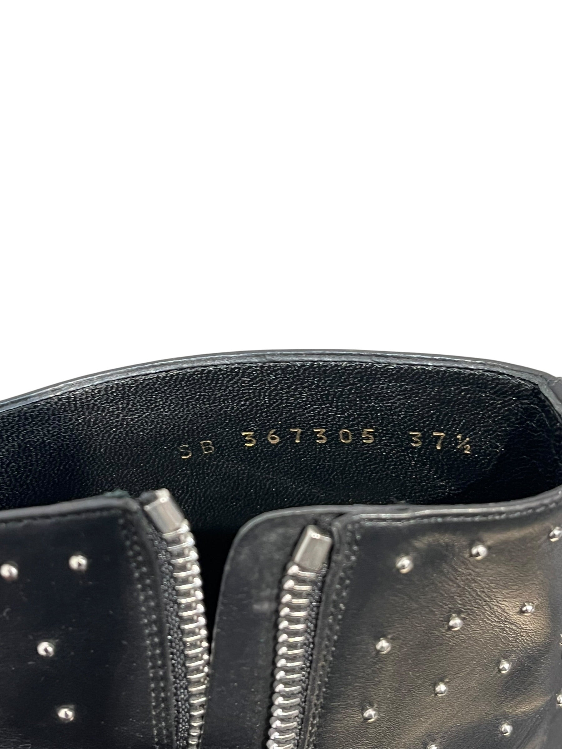 SAINT LAURENT/Ankle Boots/EU 37.5/Polka dot/Leather/BLK/SMALL SILVER STUD DOTS, ZIP view 5