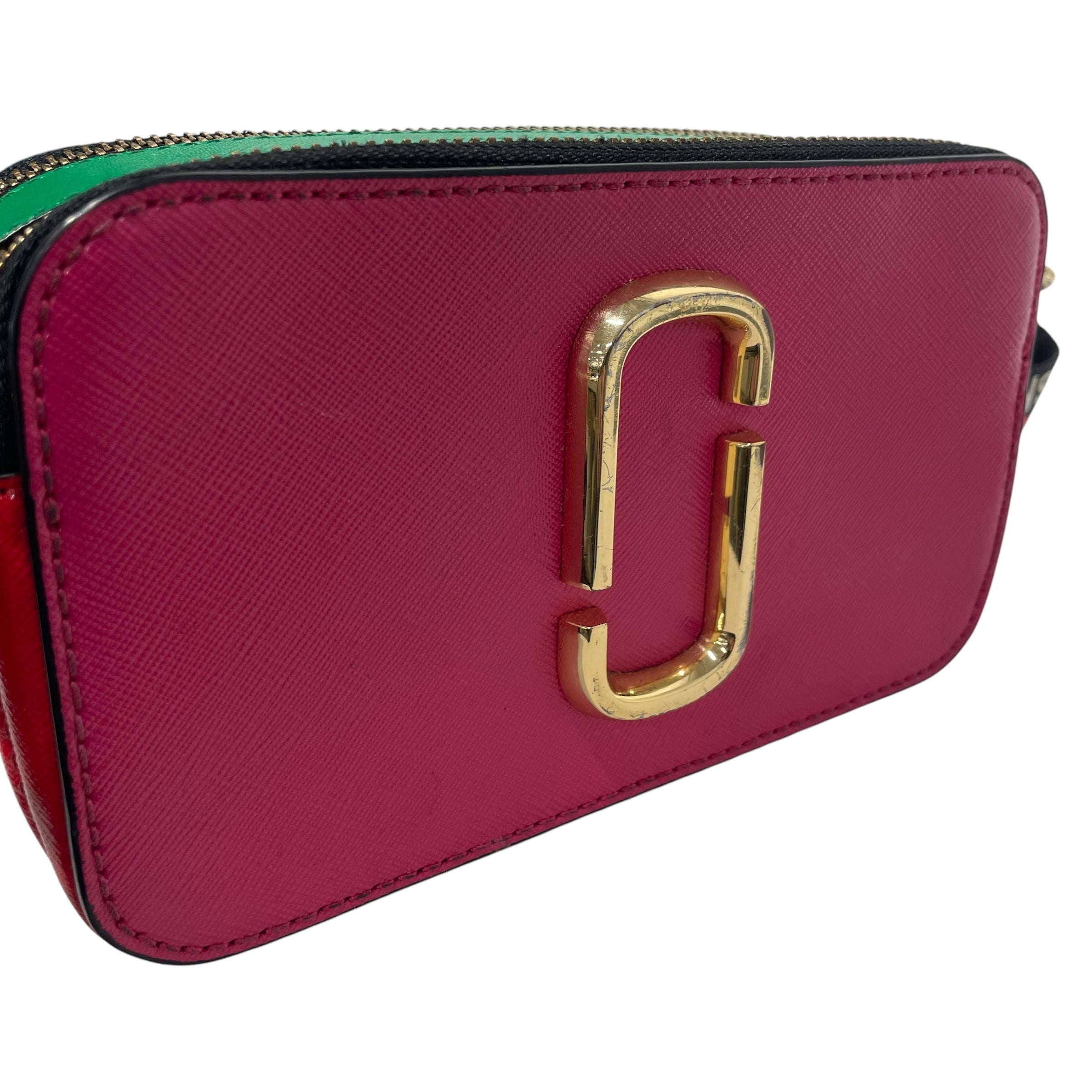 MARC BY MARC JACOBS/Cross Body Bag/Leather/PNK/hot pink / green camera bag view 5