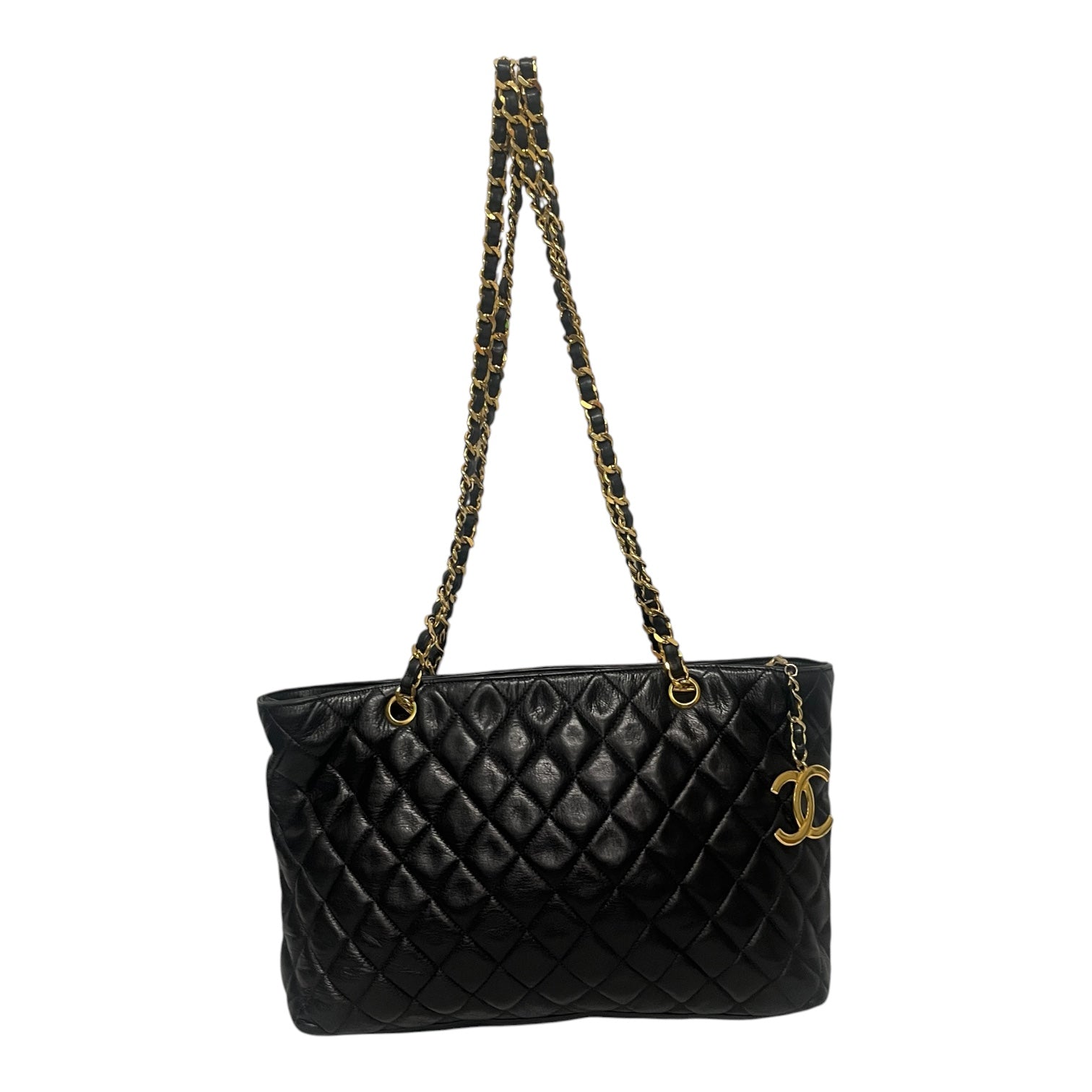 CHANEL/Hand Bag/Leather/BLK/Quilted leather tote view 1