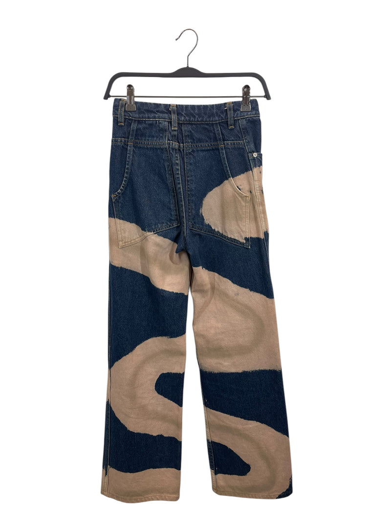 ECKHAUS LATTA/Wide Leg Pants/24/All Over Print/Denim/BLU/High-waisted/Pink Print