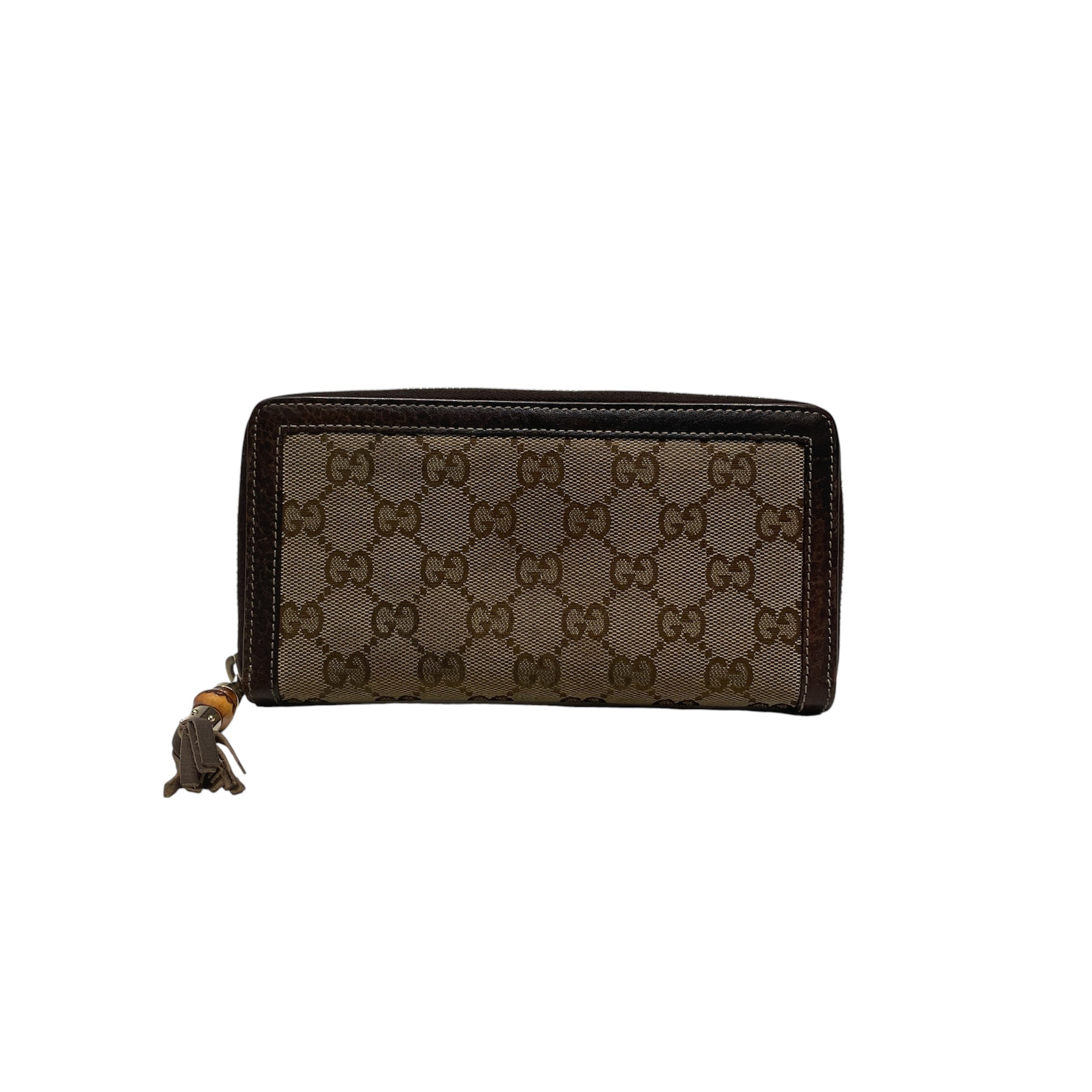 GUCCI/Long Wallet/Monogram/Cotton/BEG/L's/brwn tassle view 1