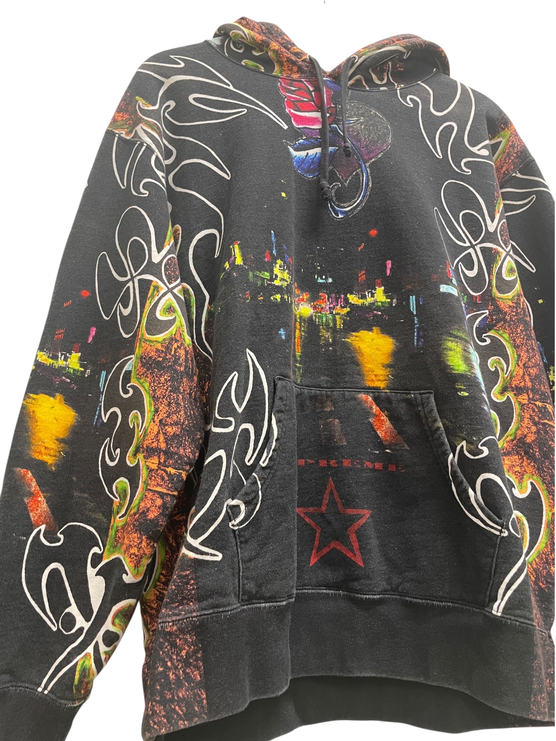 Supreme/Hoodie/L/All Over Print/Cotton/BLK/night time city print view 3