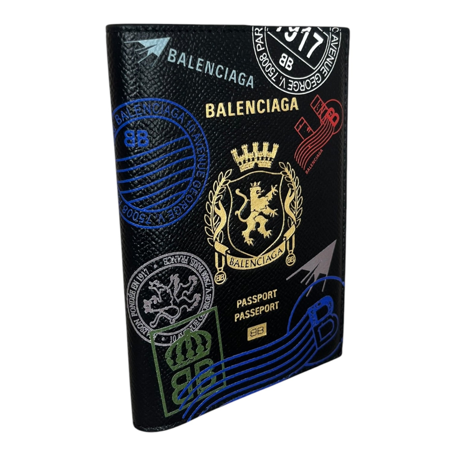 BALENCIAGA/Bifold Wallet/Graphic/Leather/BLK/M's/Passport Wallet view 1