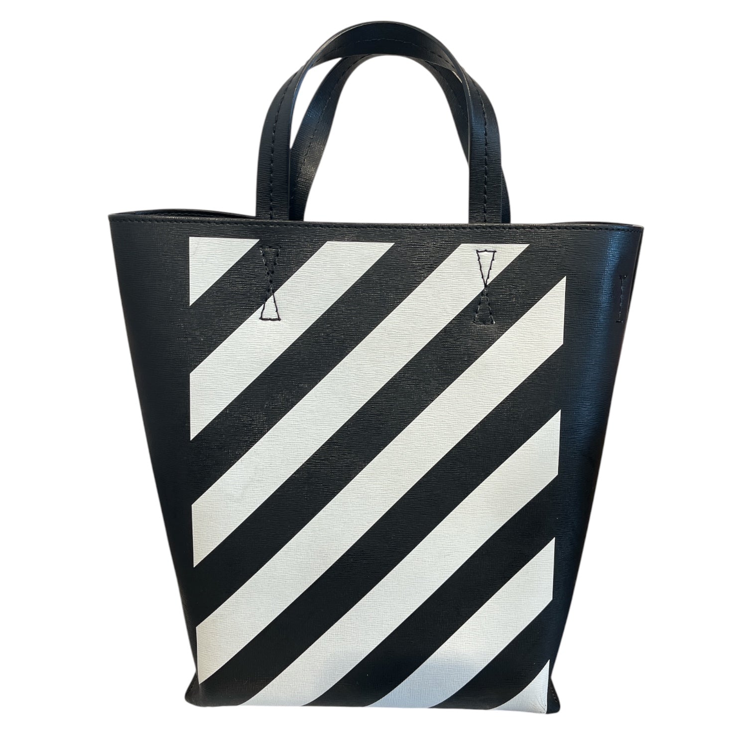 OFF-WHITE/Tote Bag/Leather/BLK/leather diag tote bag view 2
