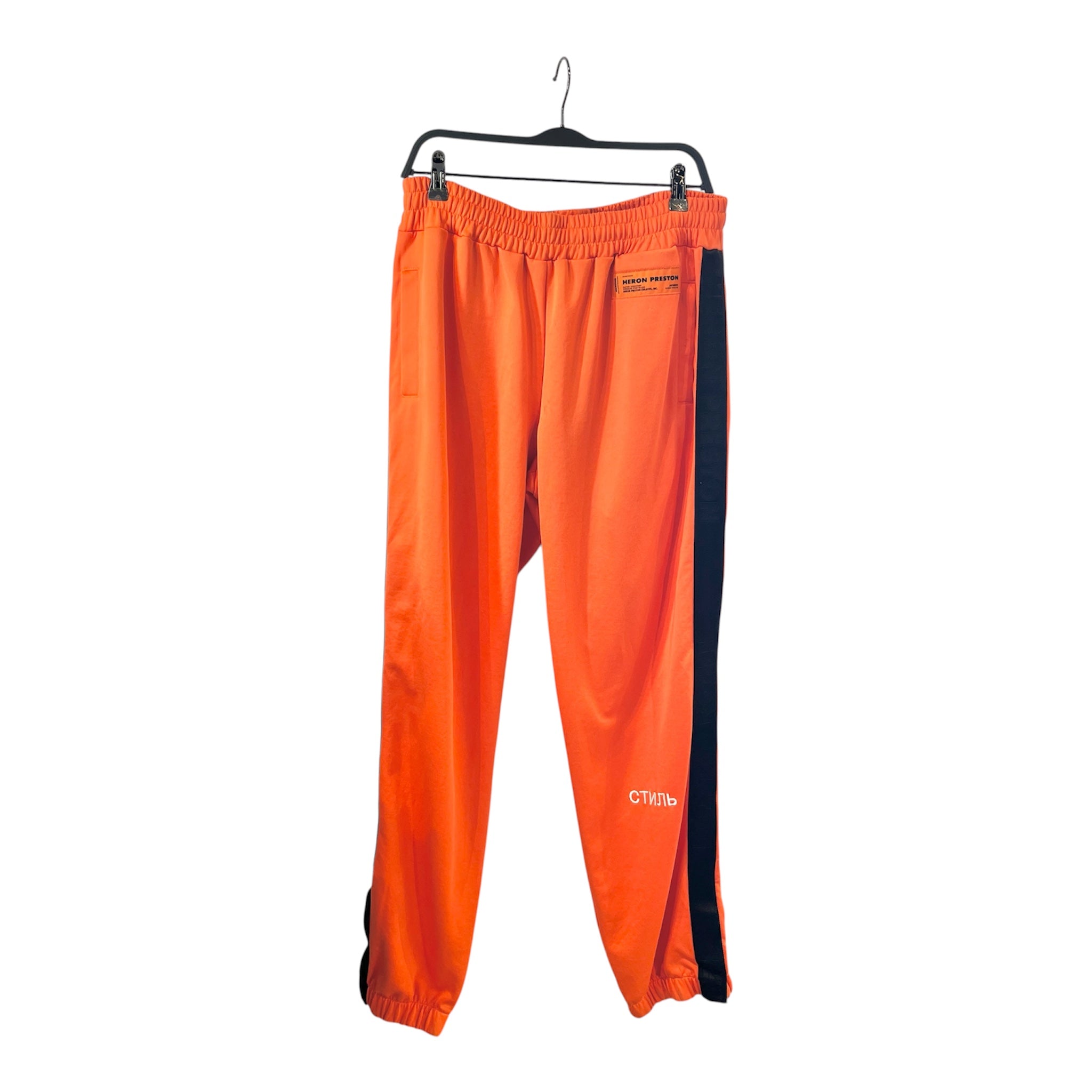 HERON PRESTON/Pants/L/Nylon/ORN/Stripe/Side Stripe Spellout Black view 1