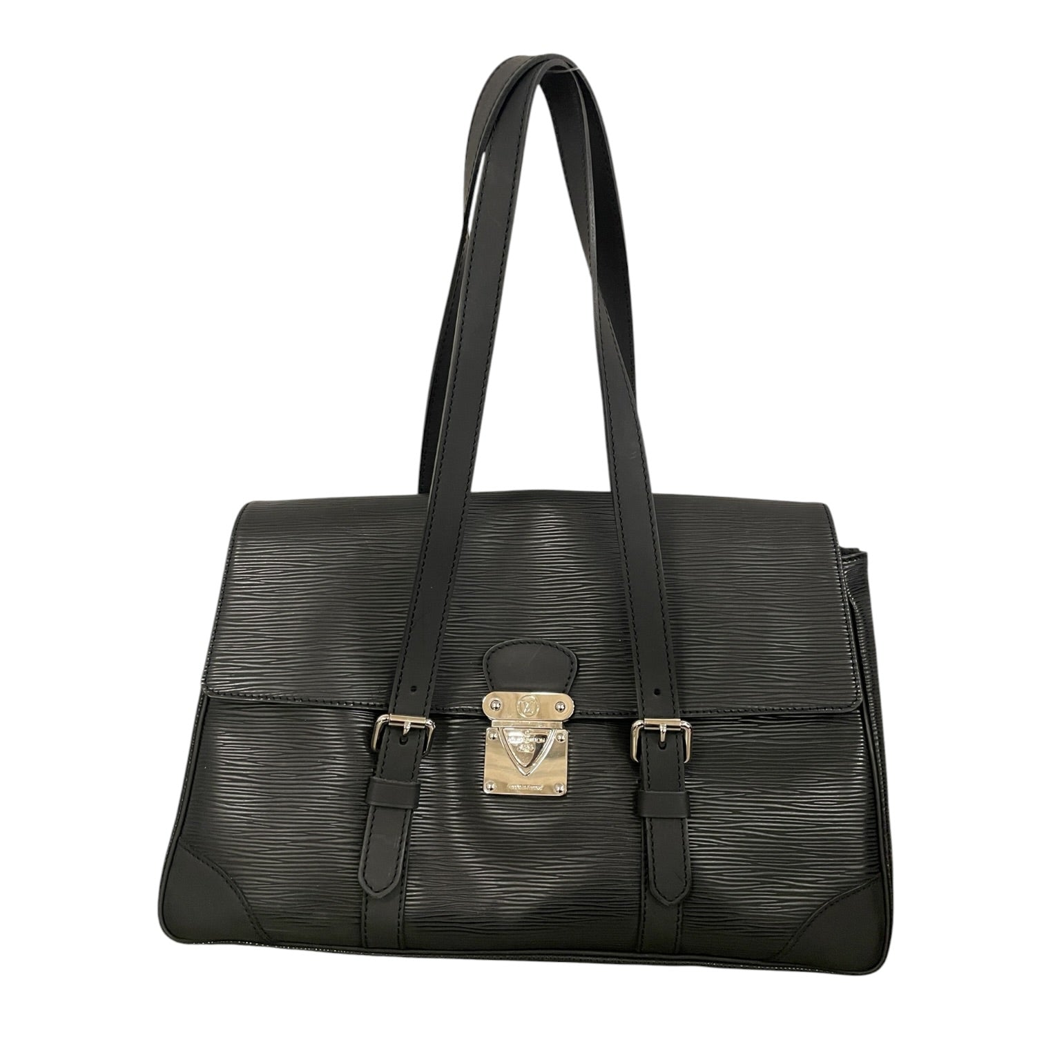 LOUIS VUITTON/Hand Bag/Leather/BLK/Black Epi Segur MM Bag view 1