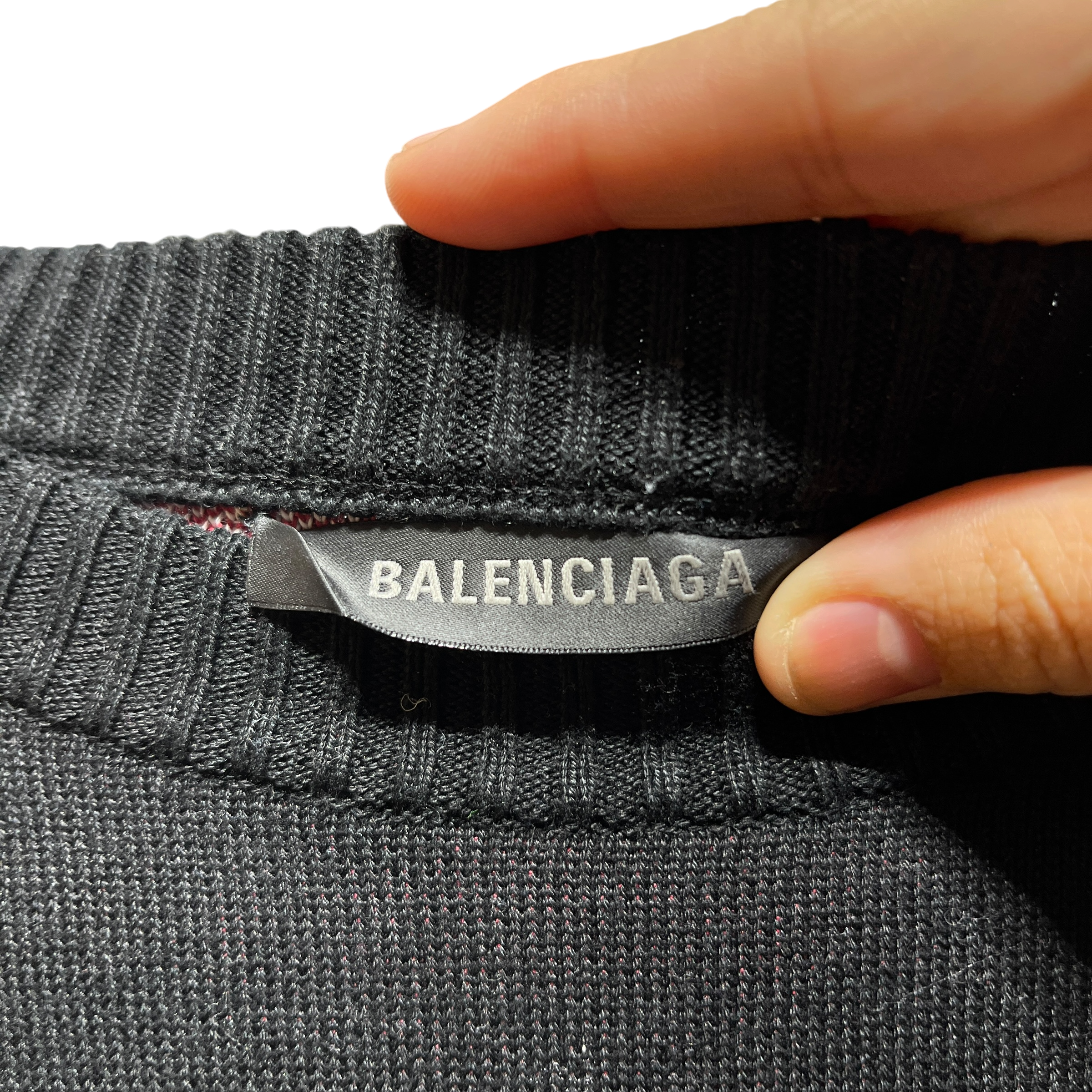 BALENCIAGA/Sweater/M/Wool/BLK/Red White Stripe view 3
