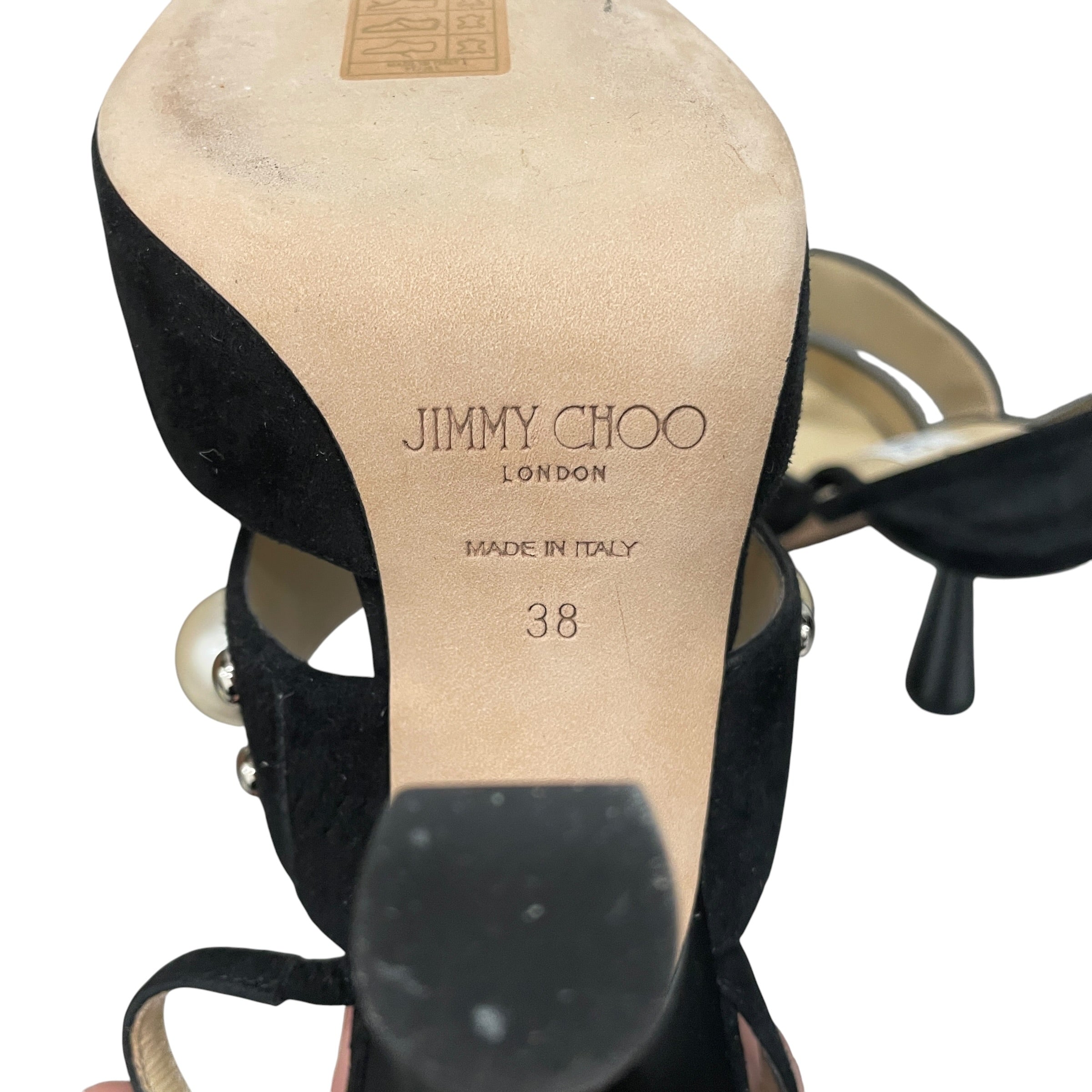 JIMMY CHOO/Heels/EU 38/Suede/BLK/PEARLS AND STUDS view 4