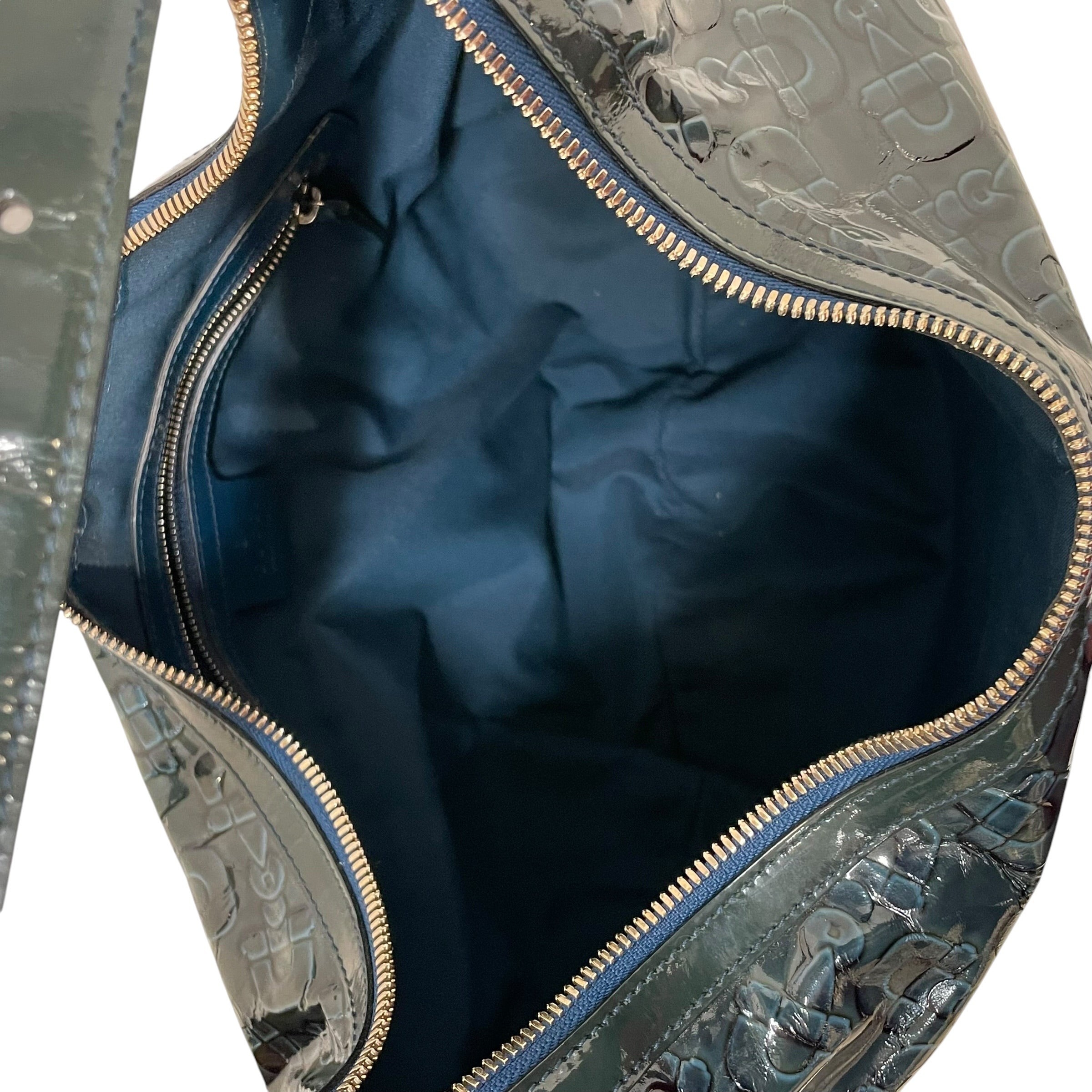 GUCCI/Hand Bag/All Over Print/Leather/BLU/patent leather horsebit glam view 6