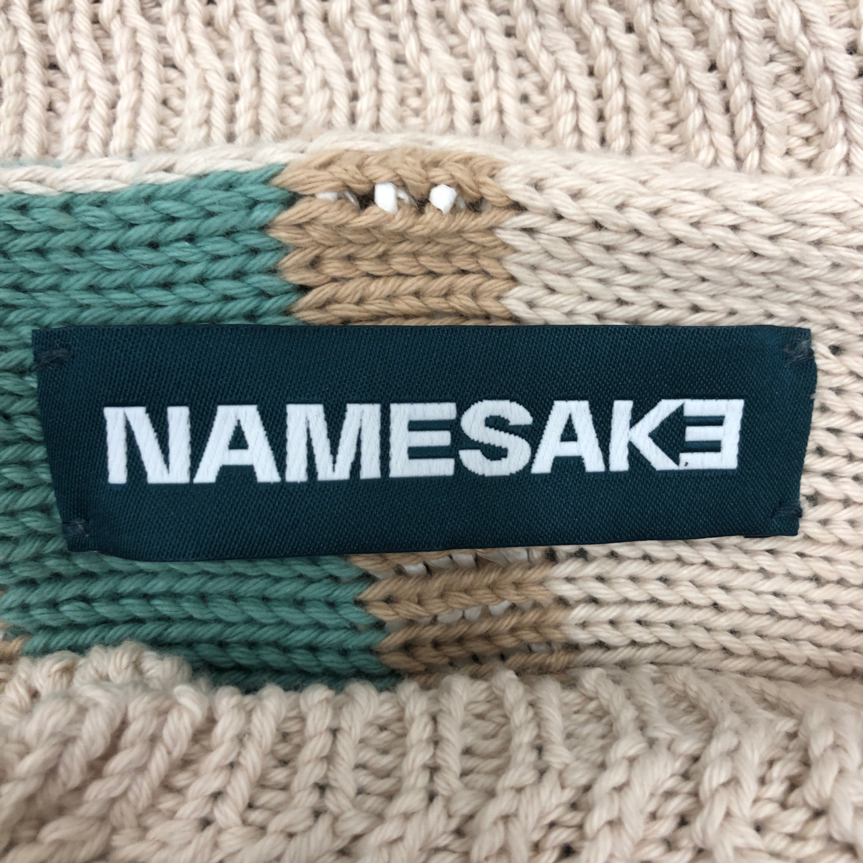 NAMESAKE/Cardigan/L/Stripe/Cotton/BEG/Sweater w/ Holes view 3