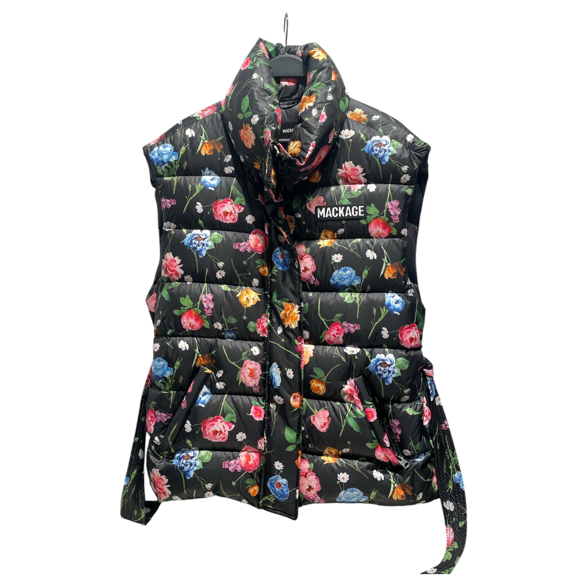 MACKAGE/Puffer Vest/M/Floral Pattern/Nylon/BLK/Floral Puffer Vest view 1