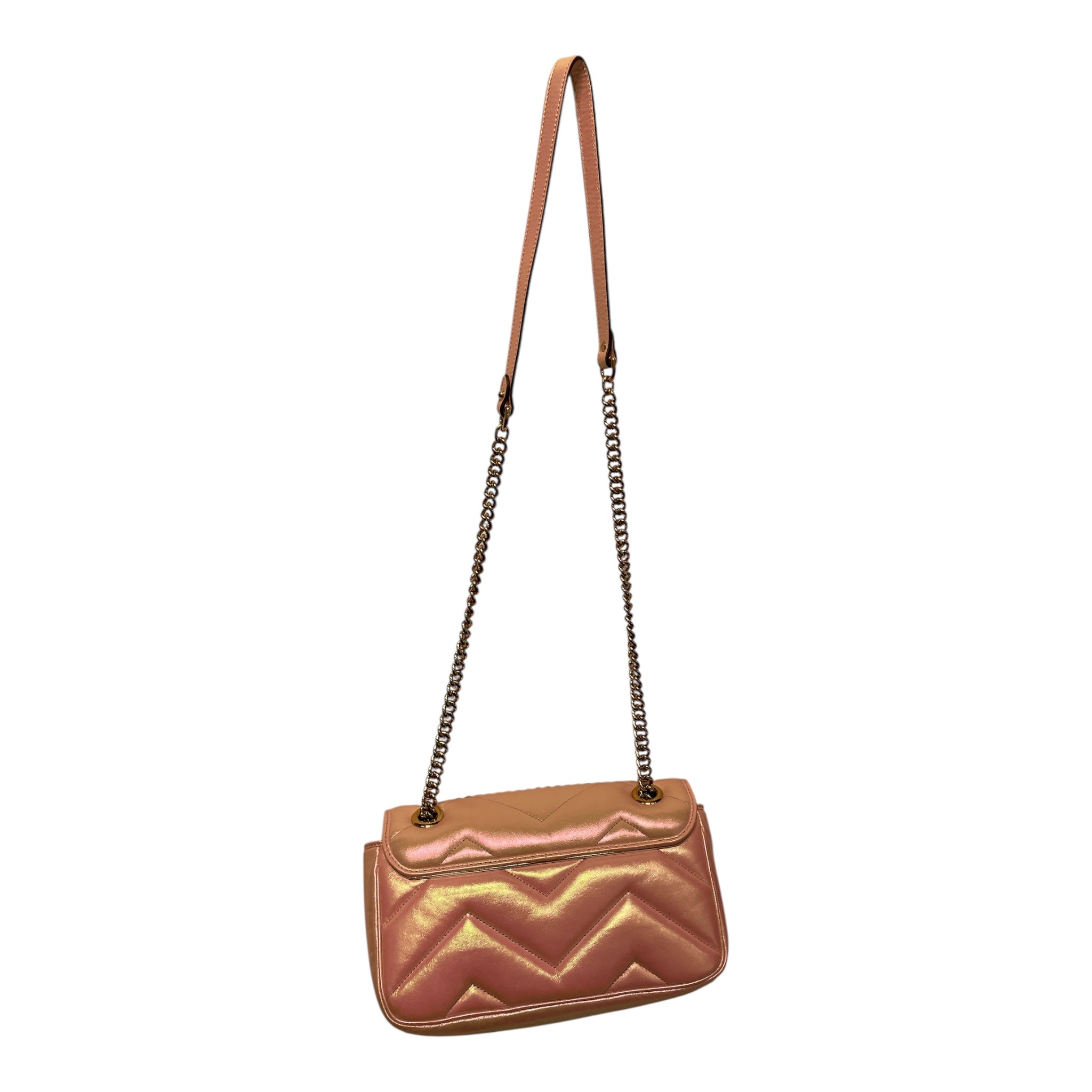 GUCCI/Cross Body Bag/Iridescent/Leather/PNK/GG Marmont Nappa Chevron view 2