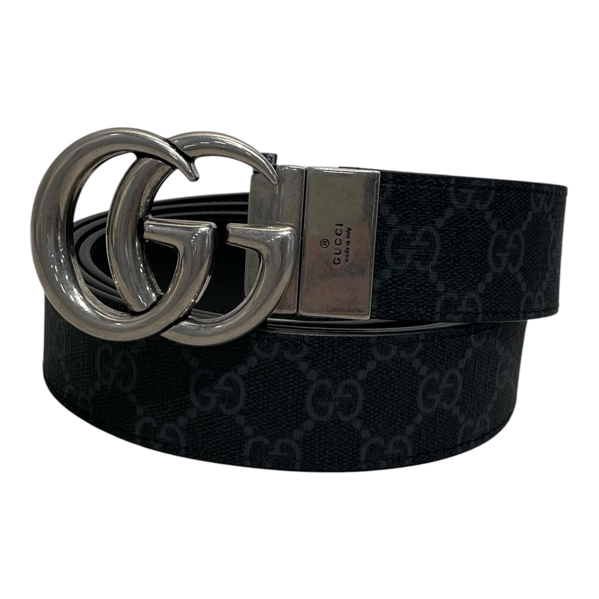 GUCCI/Belt/Monogram/Leather/BLK/M's/interlocking g view 1