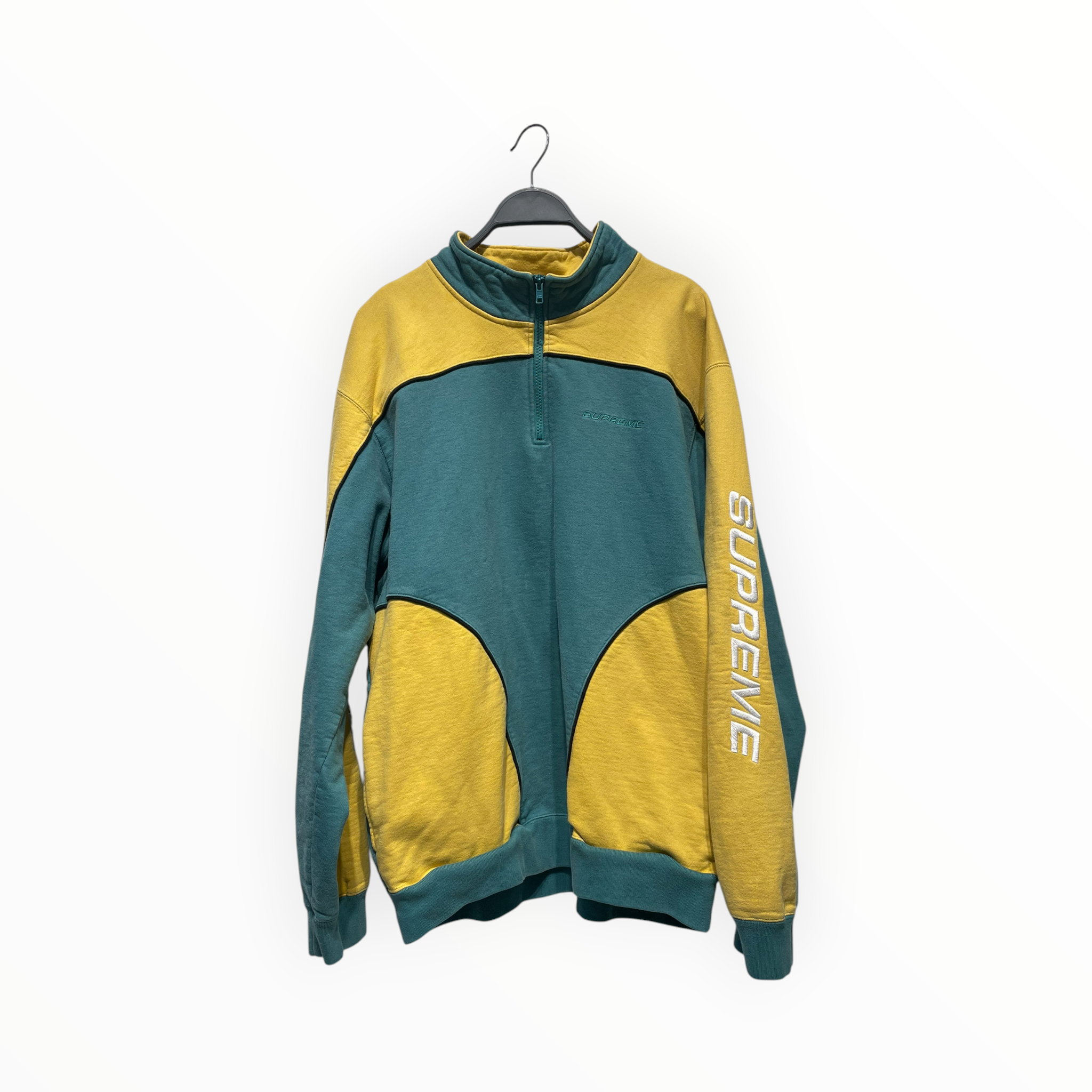 Supreme/Sweatshirt/XL/Border/Cotton/GRN/Teal and Yellow Half-Zip view 1