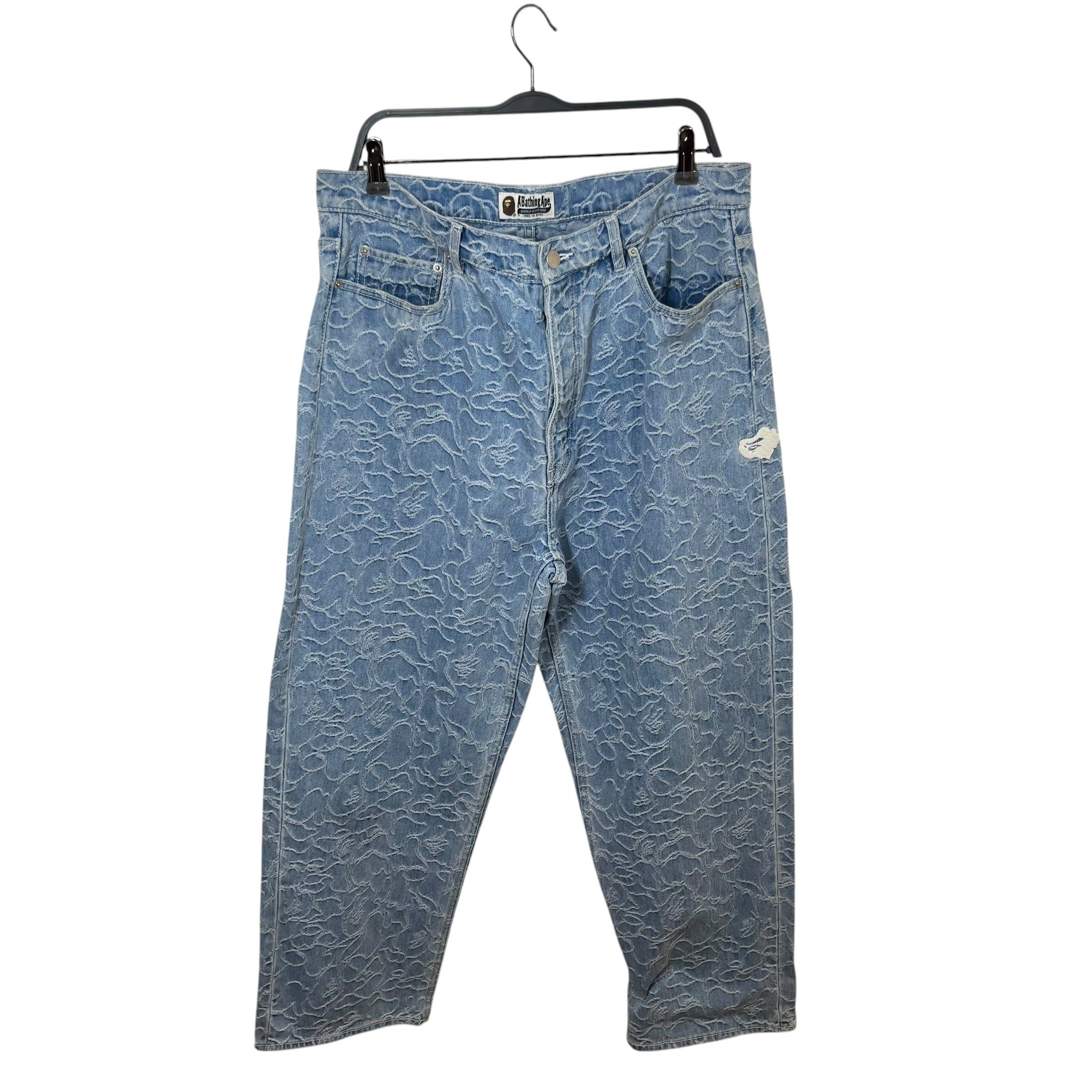 A BATHING APE/Pants/XL/Denim/BLU/All Over Print/Baby Blue Lined Camo baggy view 1