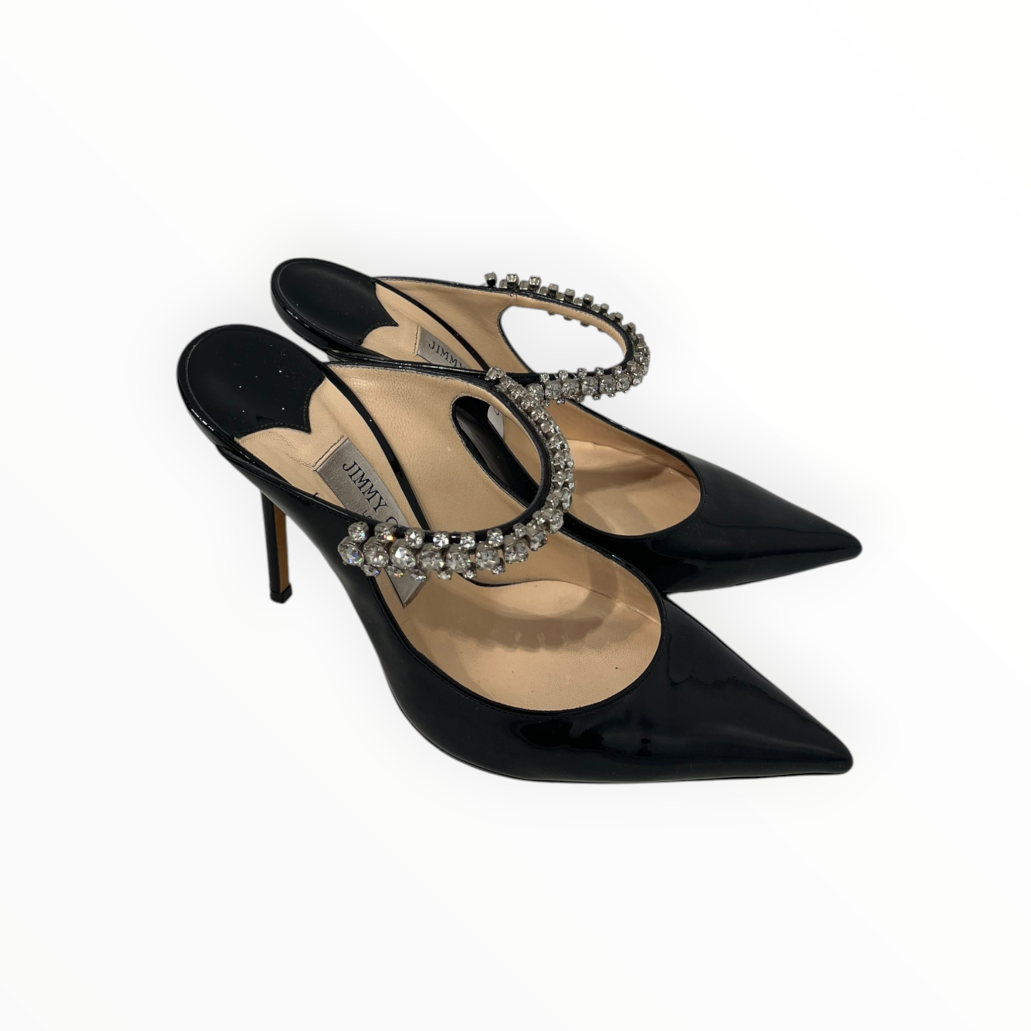 JIMMY CHOO/Heels/EU 38/Leather/BLK/CRYSTAL FRONT STRAP THIN HEEL view 2