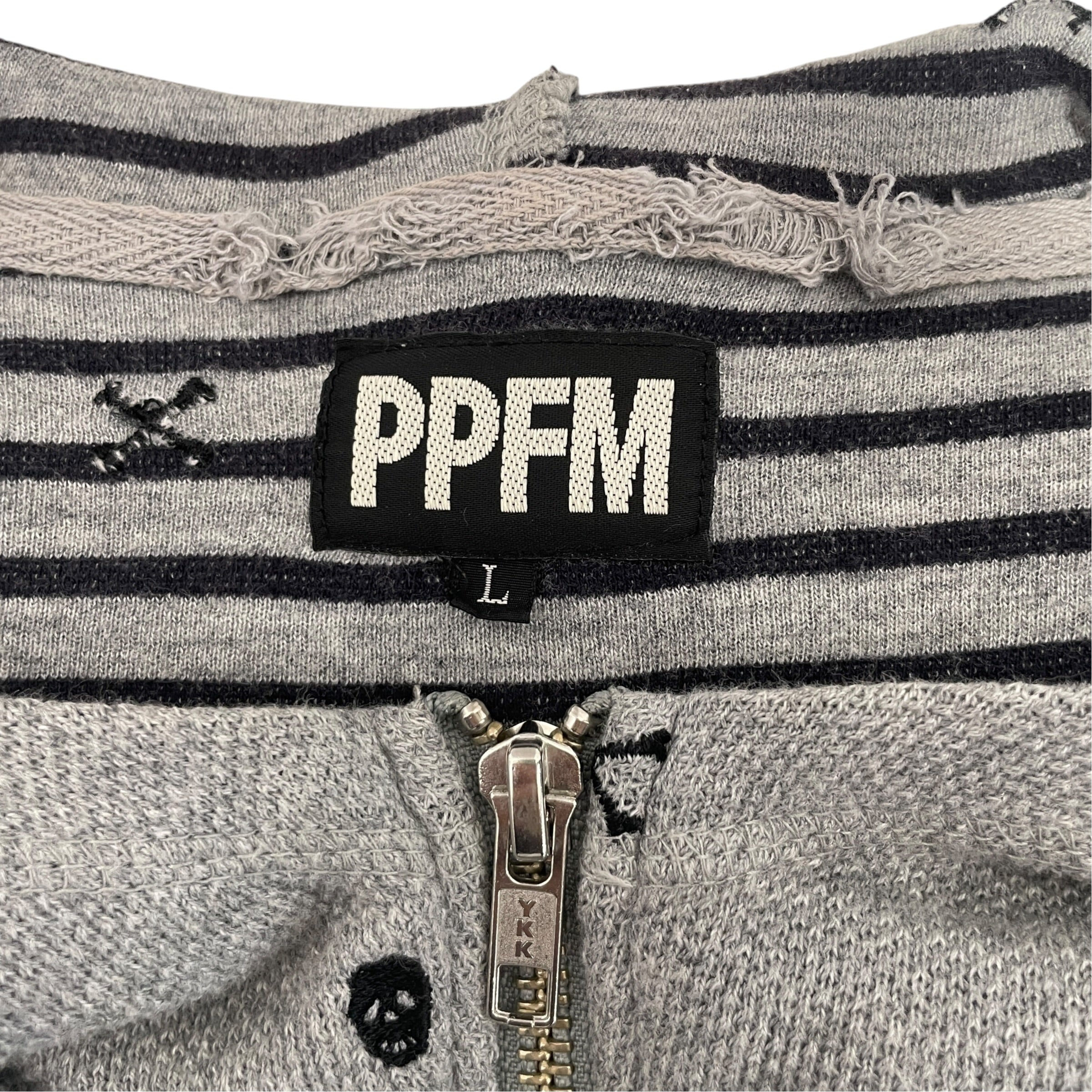 PPFM/Zip Up Hoodie/L/All Over Print/Cotton/GRY/Skulls Zip view 3