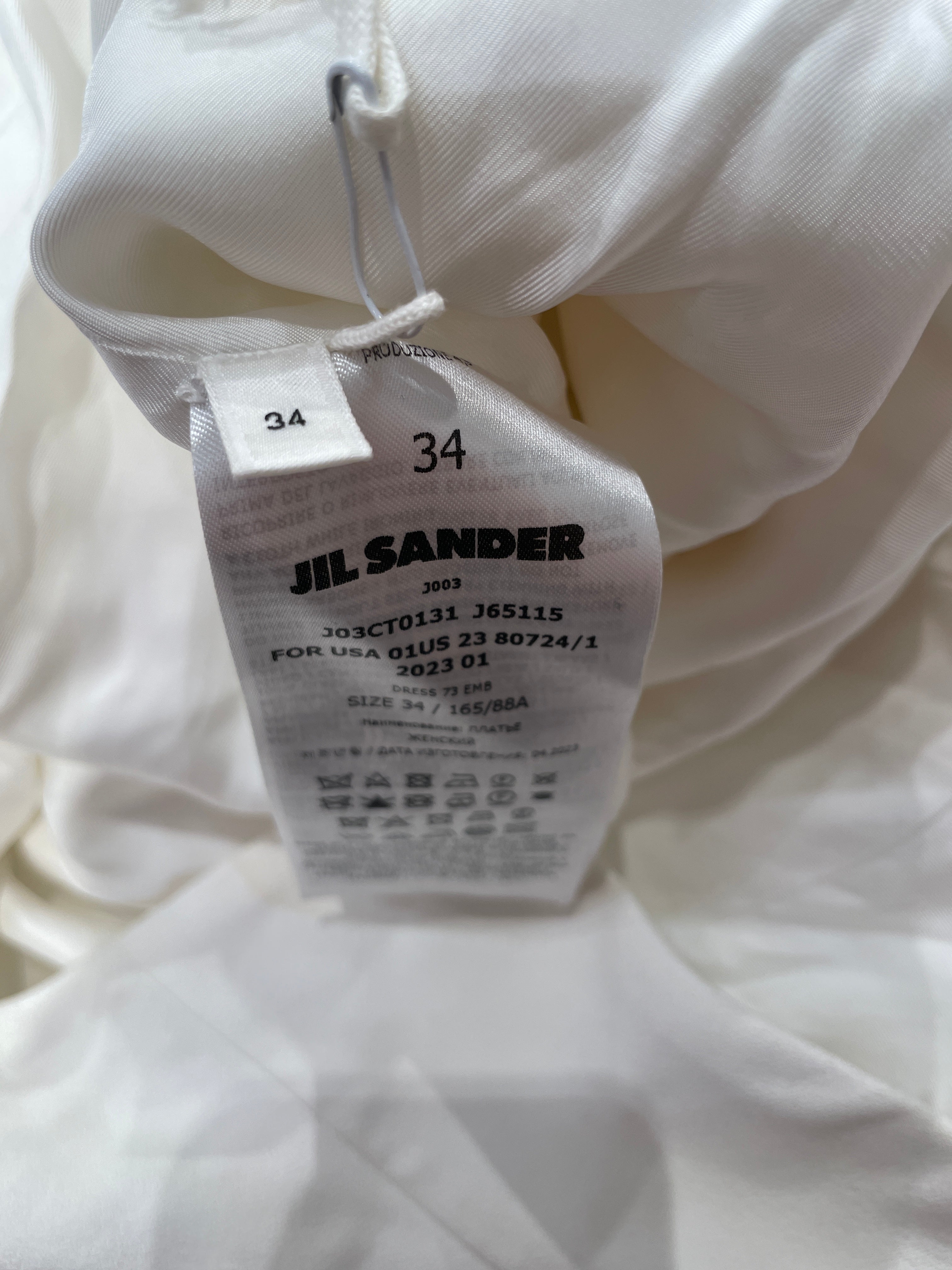 JIL SANDER/SL Dress/34/Cotton/WHT/BEADED RUNWAY DRESS view 4