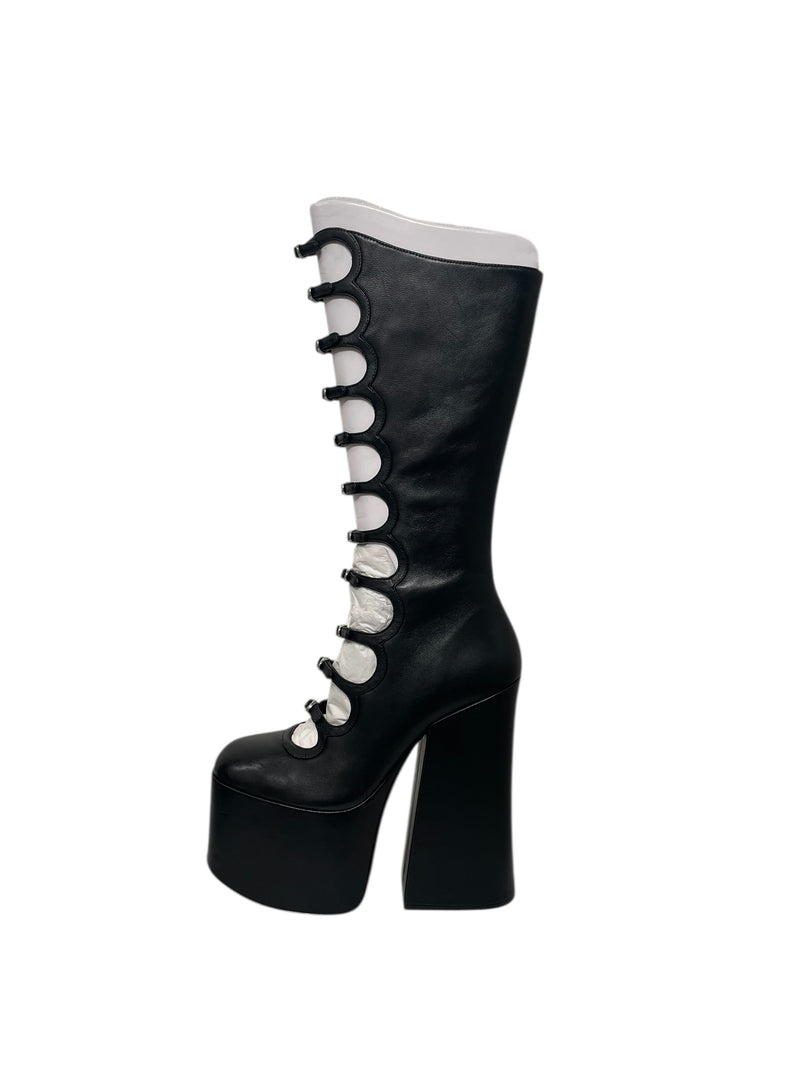 MARC JACOBS/Long Boots/EU 38/Leather/BLK/Knee-high/KNEE HIGH KIKI PLATFORM BOOT
