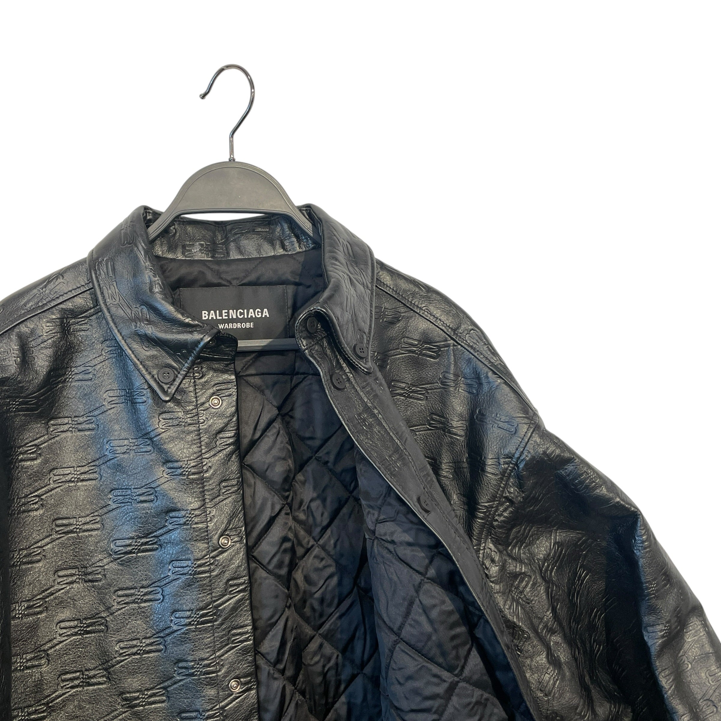 BALENCIAGA/Leather Jkt/50/Leather/BLK/All Over Print/BB MONOGRAM LEATHER JACKET view 8