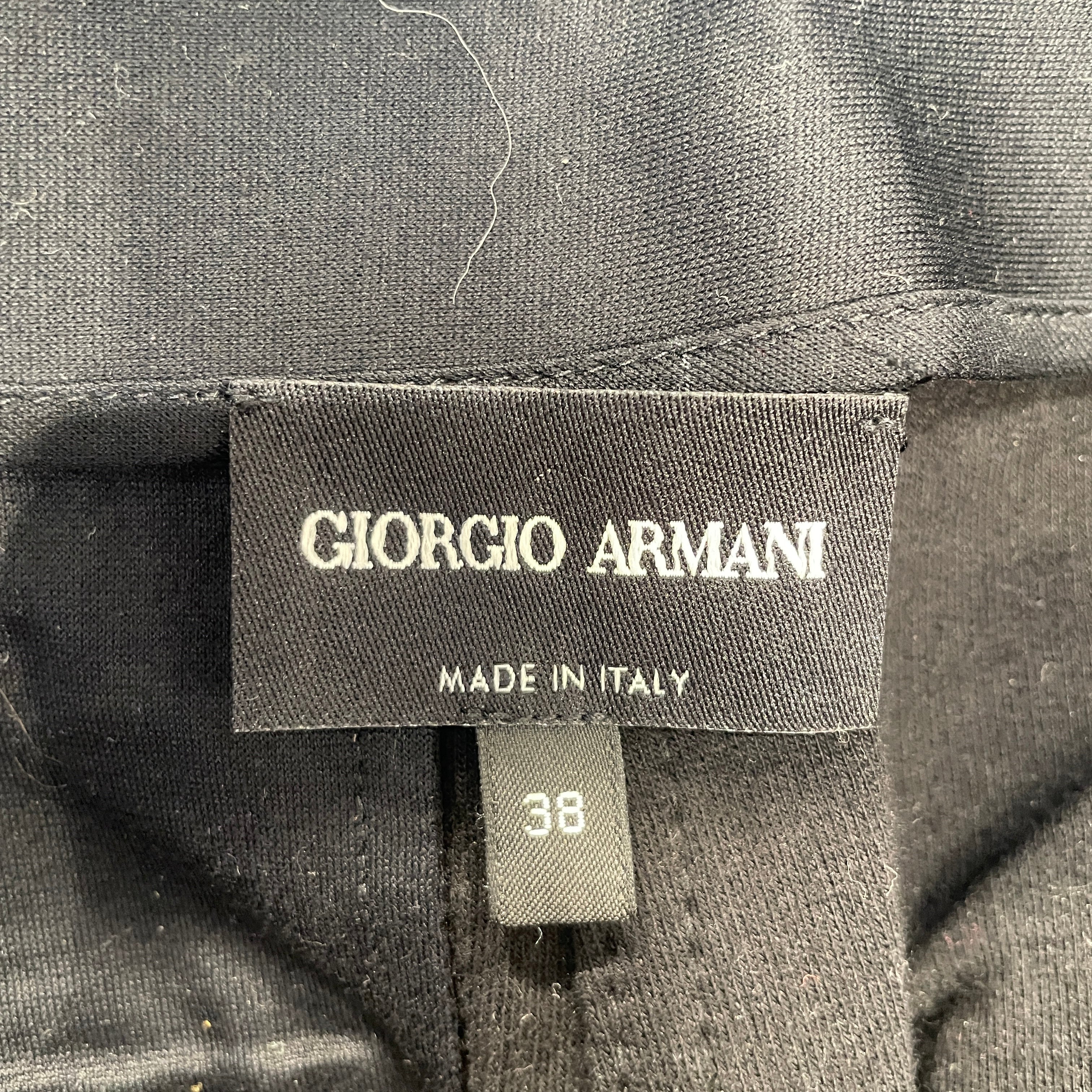 GIORGIO ARMANI/Bottoms/38/Cotton/BLK/High-waisted/GA BLK METTALIC PATENT TROUSER view 3