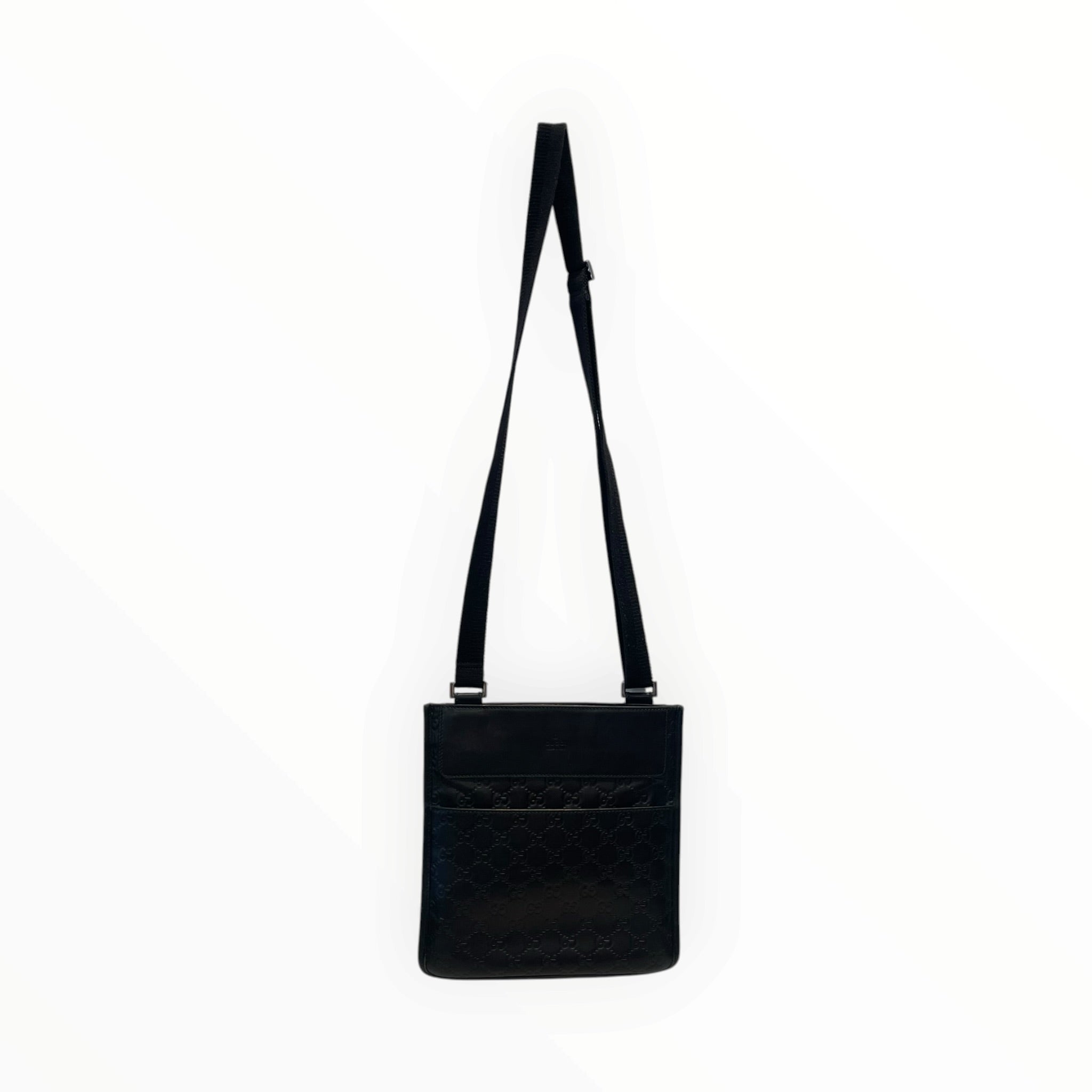 GUCCI/Cross Body Bag/Leather/BLK/GG Guccissima Messenger view 1