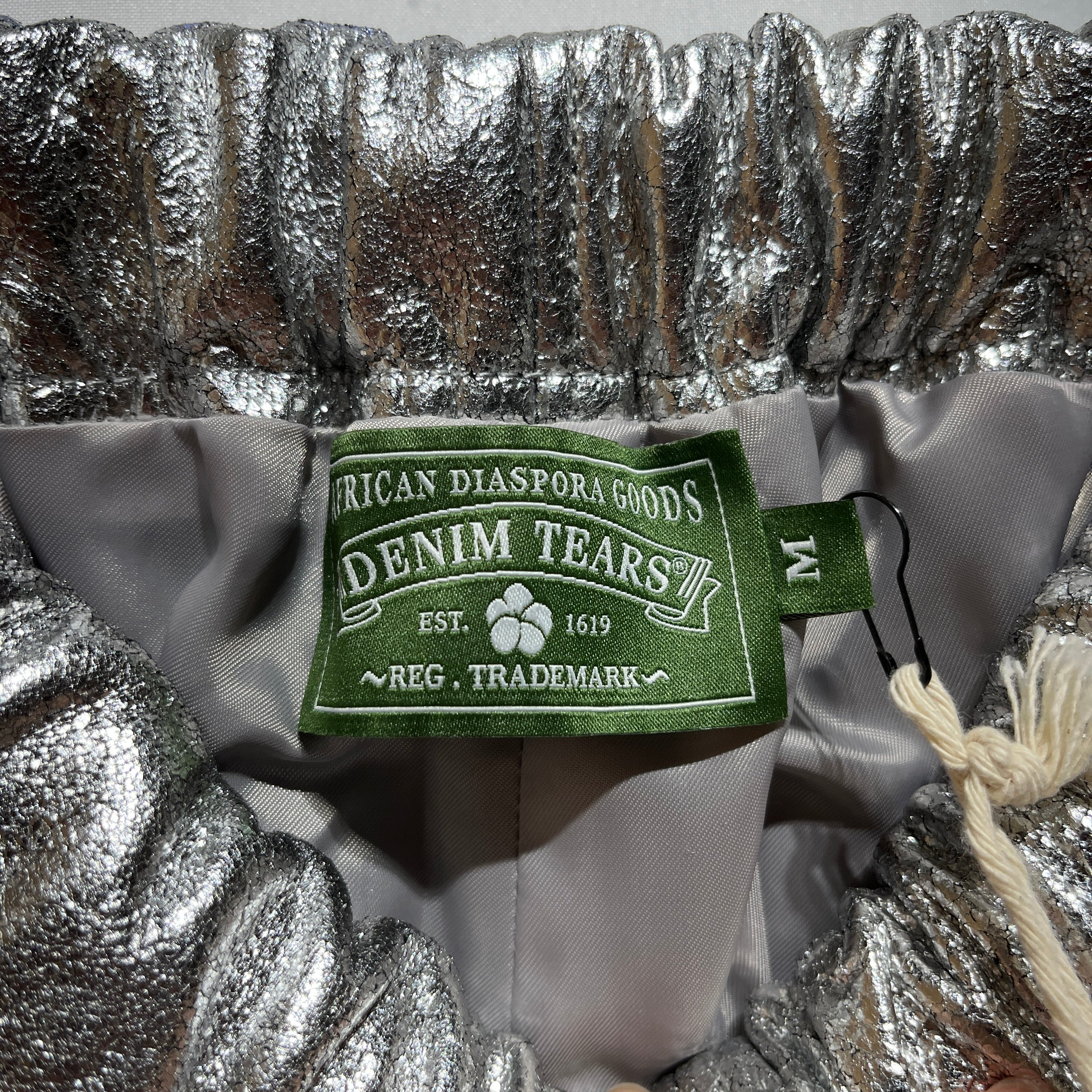 DENIM TEARS/Straight Pants/M/Leather/SLV/Leather Wreath Sweats Silver view 3
