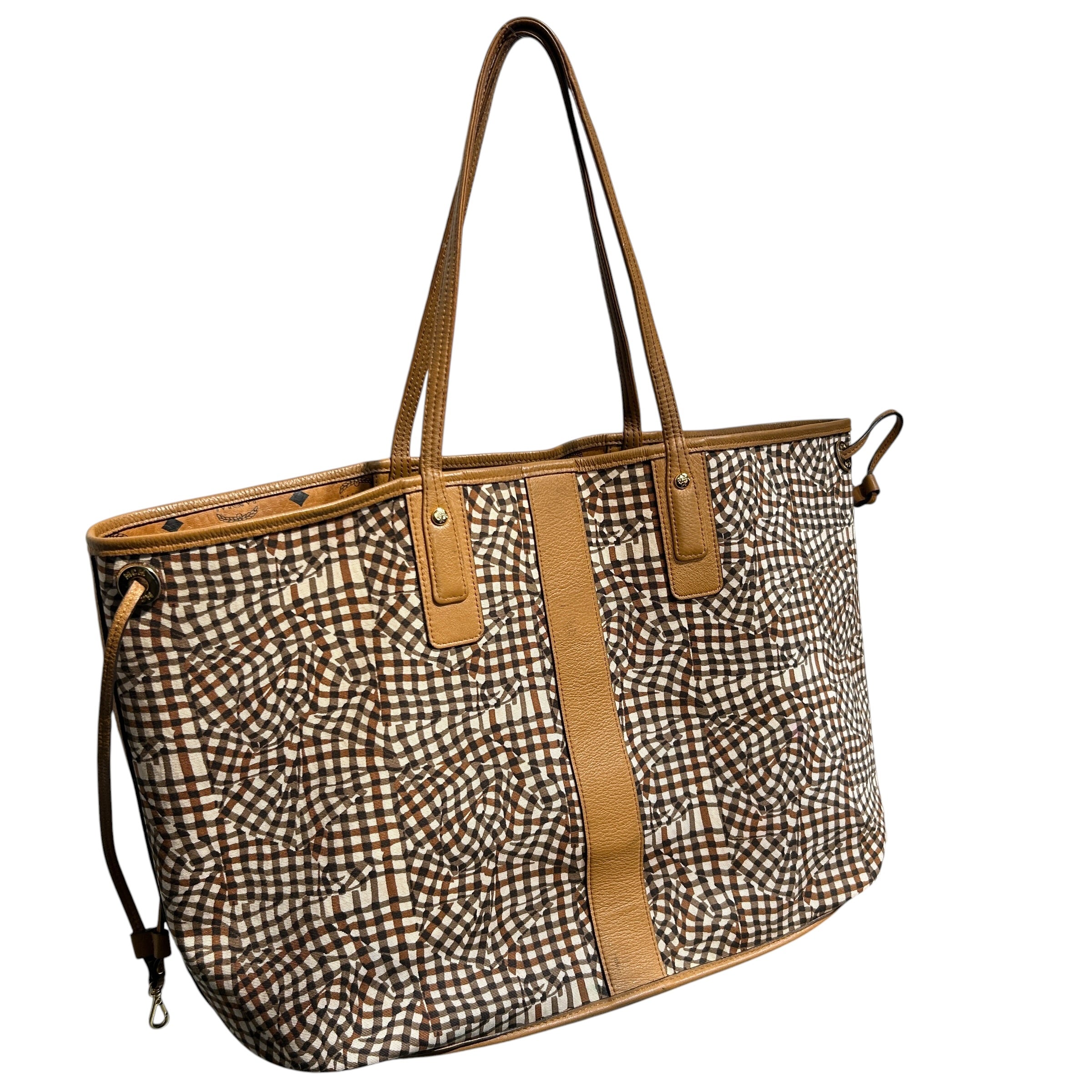 MCM/Tote Bag/Leather/CML/blue text reversible tote view 11