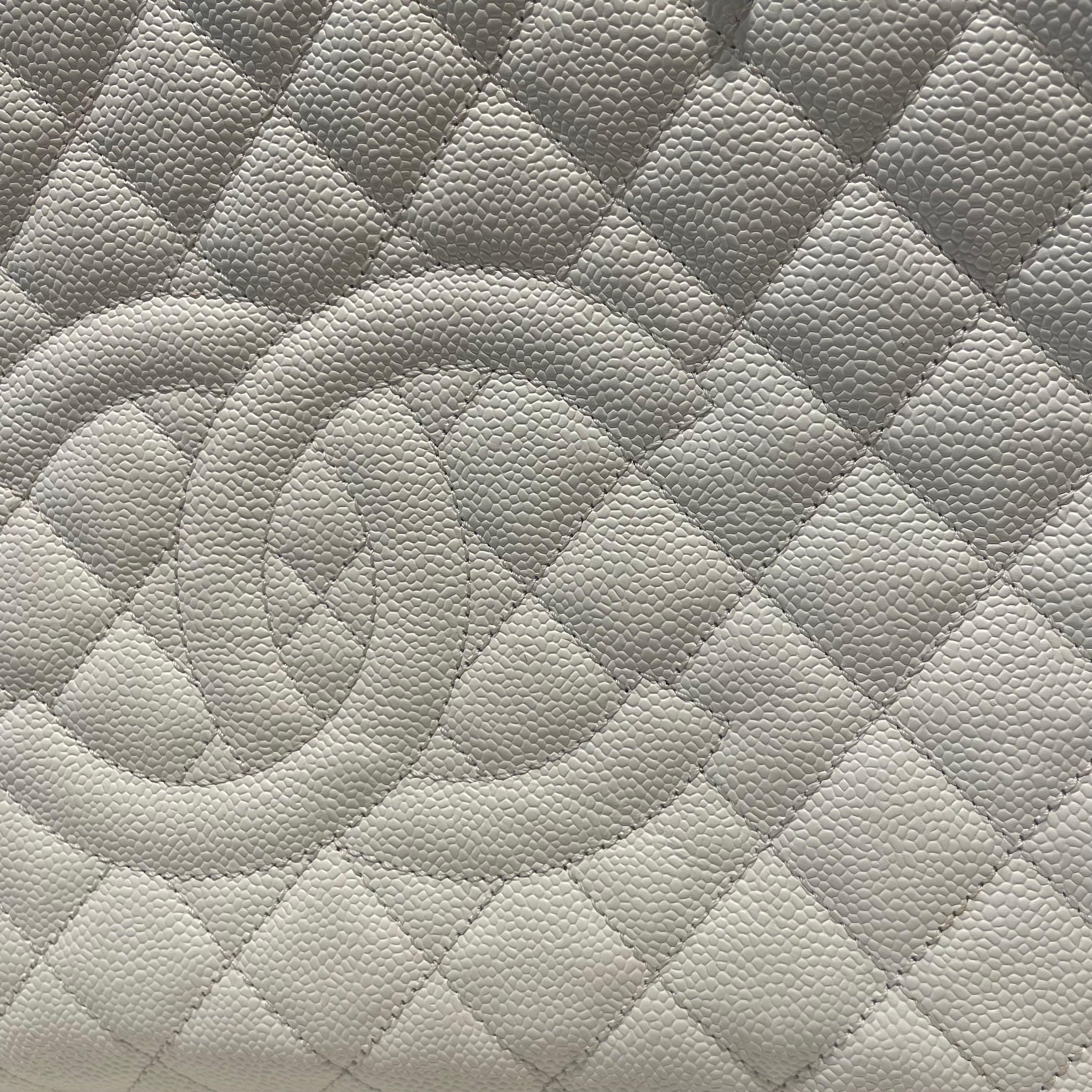 CHANEL/Tote Bag/Cotton/WHT/Quilted Cavair tote view 6