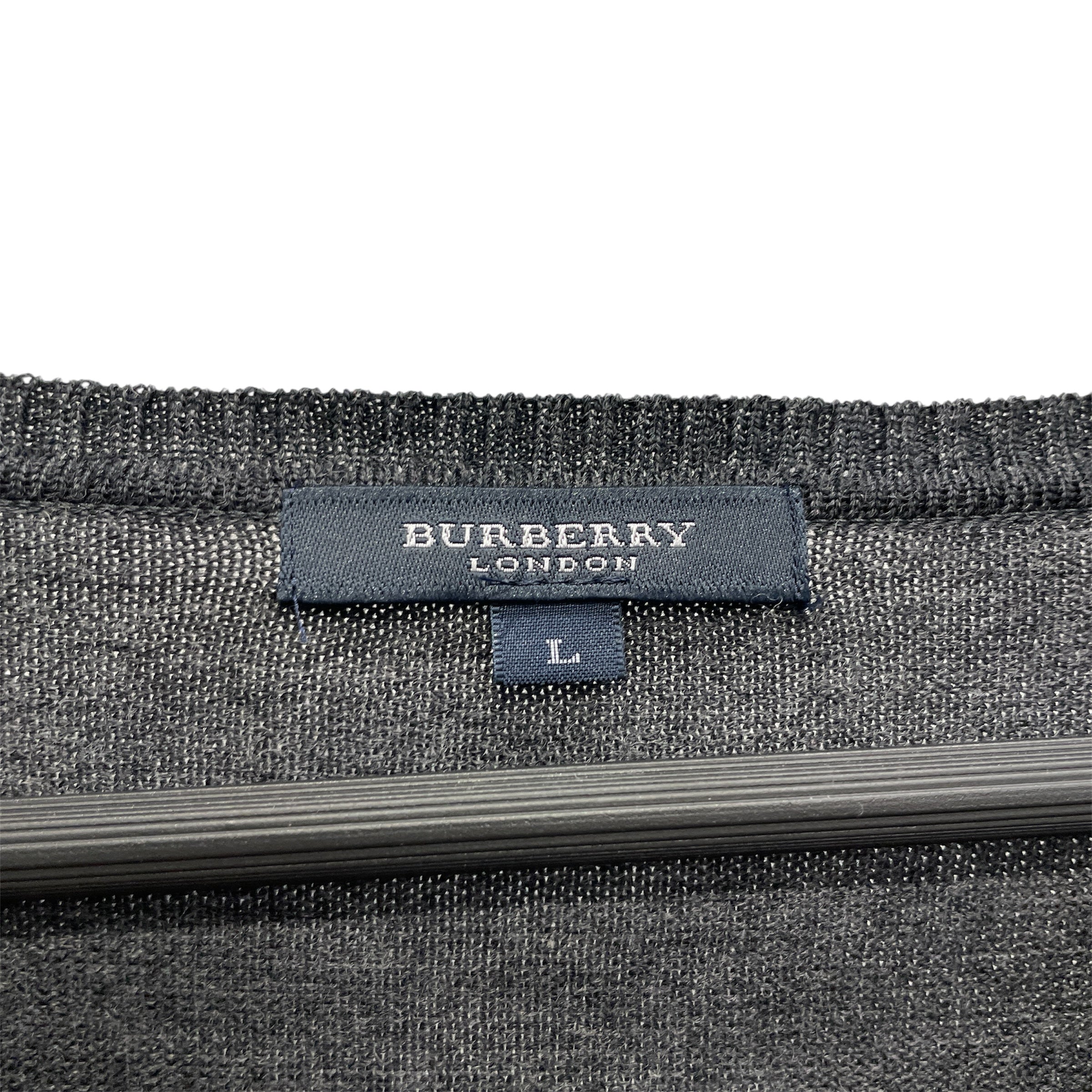 BURBERRY LONDON/Sweater/L/Plaid/Wool/GRY/ view 3