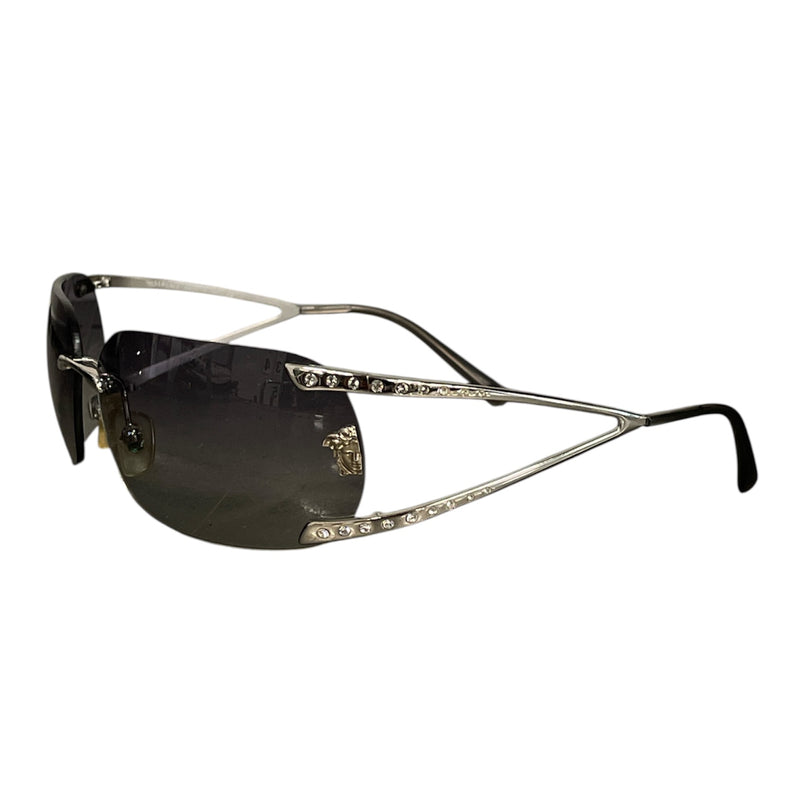 VERSACE/Sunglasses/Metal/SLV/RHINESTONE TRIM  BLACK TINT