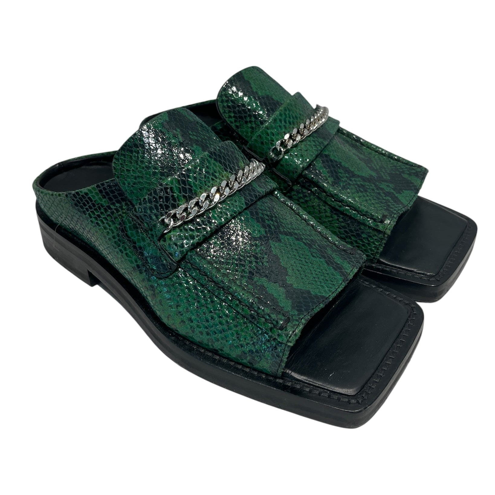 MARTINE ROSE/Low-Sneakers/EU 36/Animal Pattern/Leather/GRN/TOELESSSNAKELOAFERS view 1