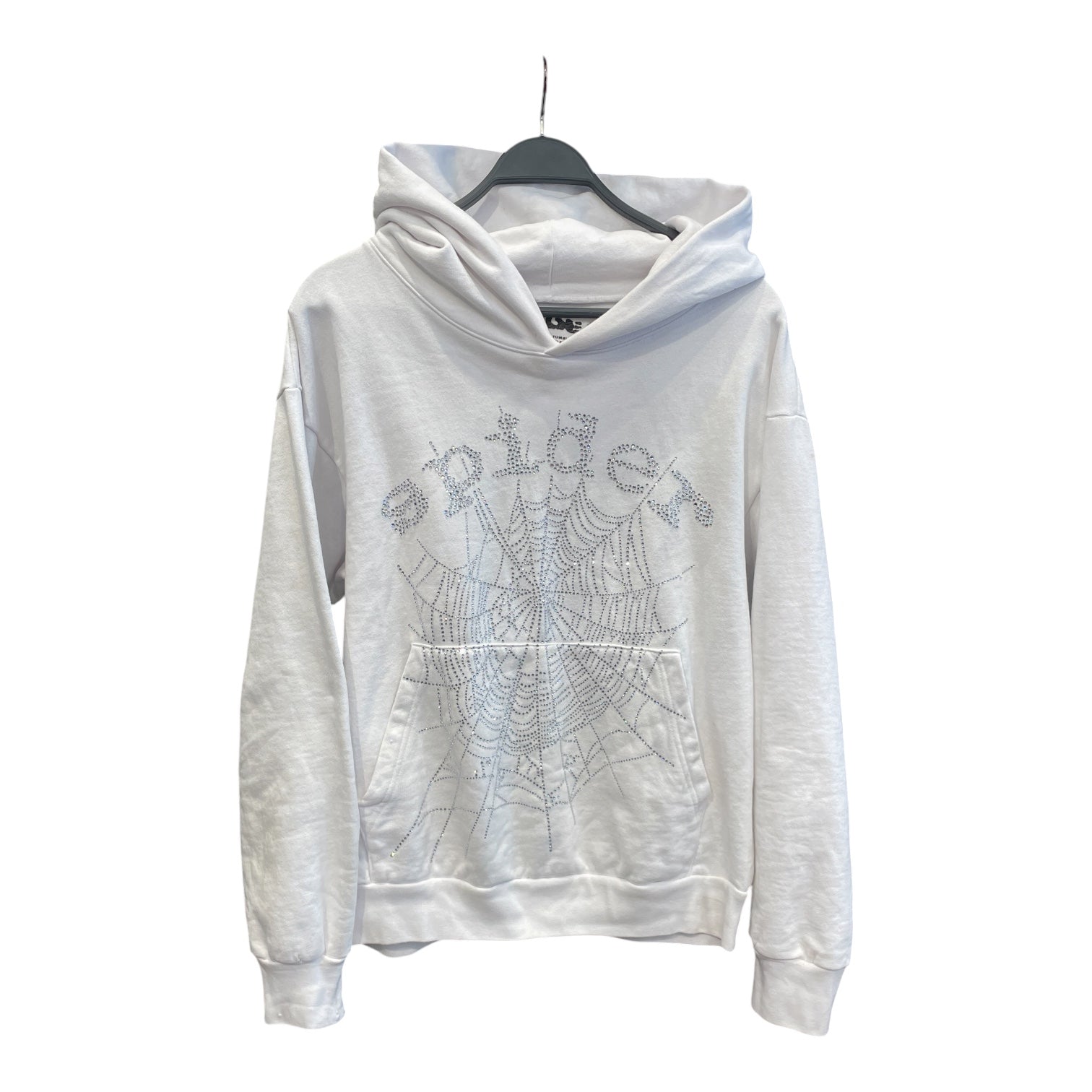 Sp5der/Hoodie/S/Cotton/WHT/white sp5der hoodie grey web view 1