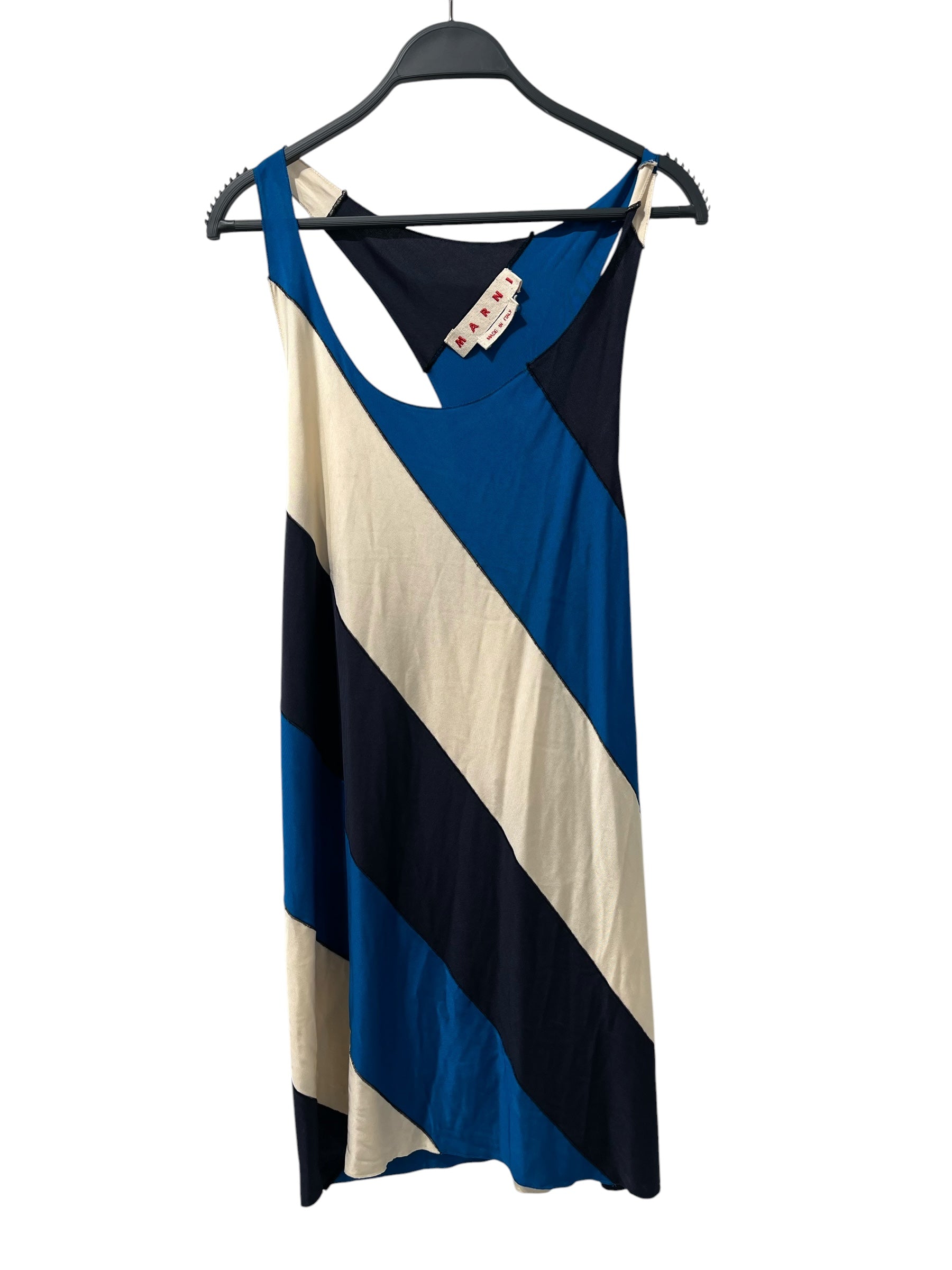 MARNI/Cut & Sew/42/Stripe/Rayon/BLU/PATCHWORK STRIPS TOP view 1