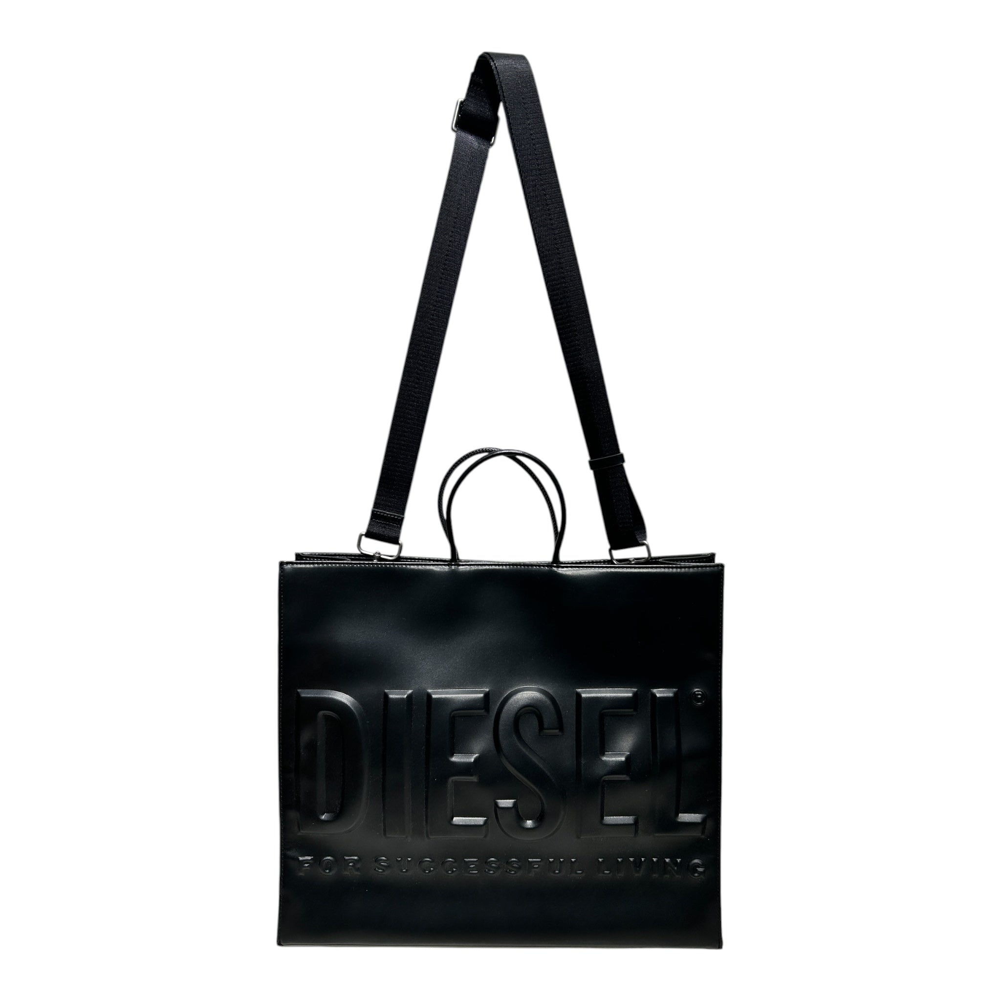 DIESEL/Tote Bag/Leather/BLK/EMBOSSED LOGO FRNT CROSS STRP view 1
