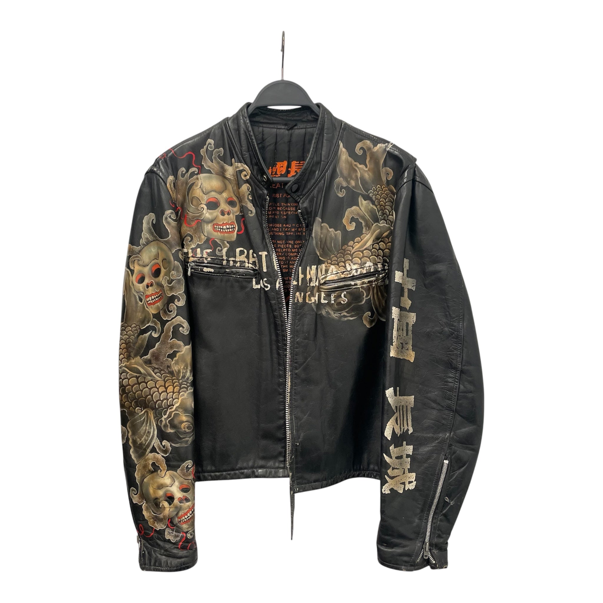 CHINA WALL/Leather Jkt/Leather/BLK/All Over Print/SKULLS WITH COI FISH view 1