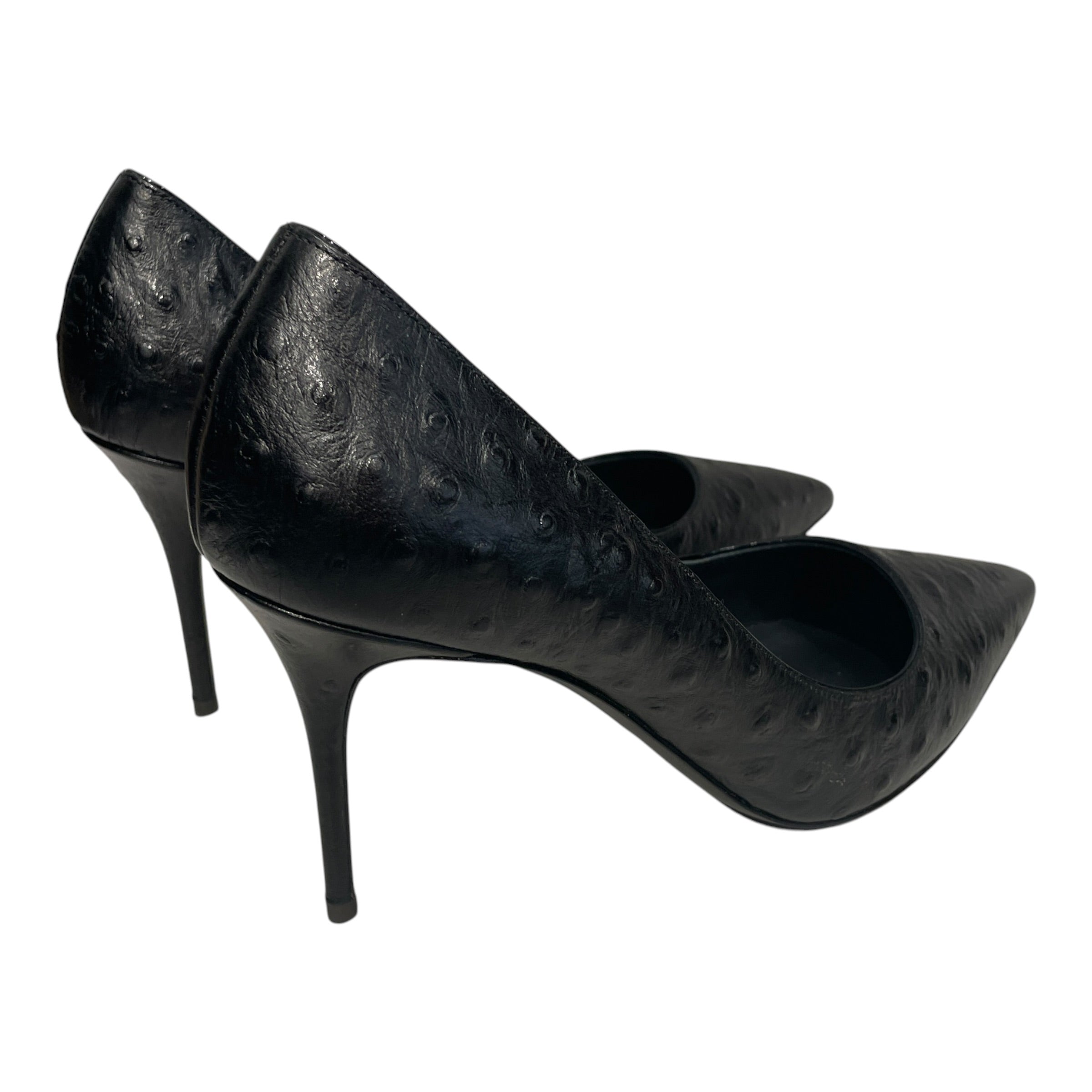 GIUSEPPE ZANOTTI DESIGN/Heels/EU 39/Leather/BLK/OSTRICH LEATHER HEELS view 2