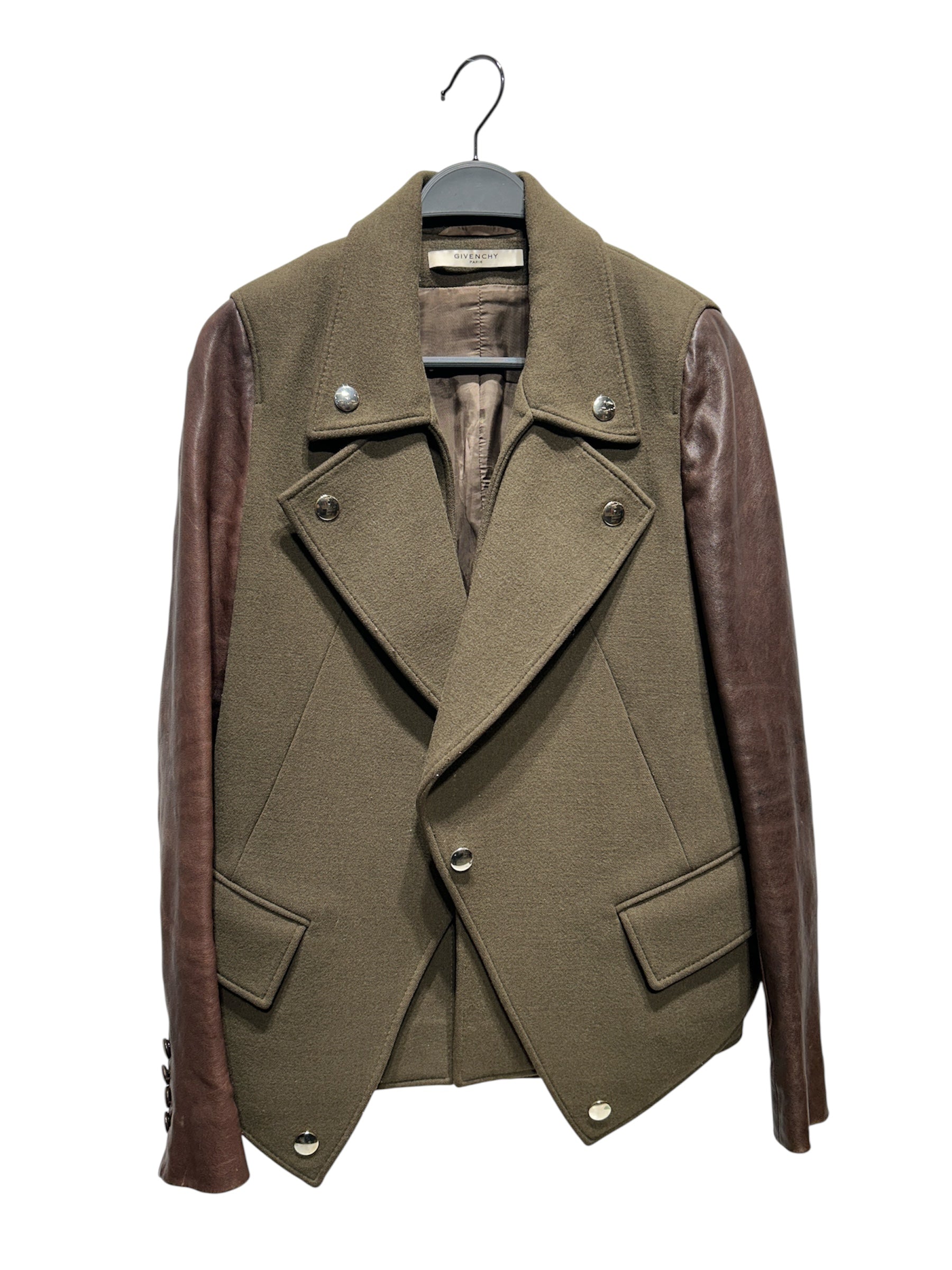 GIVENCHY/Jacket/38/BRW/WOOL LEATHER SLEEVE ARMY JKT view 1